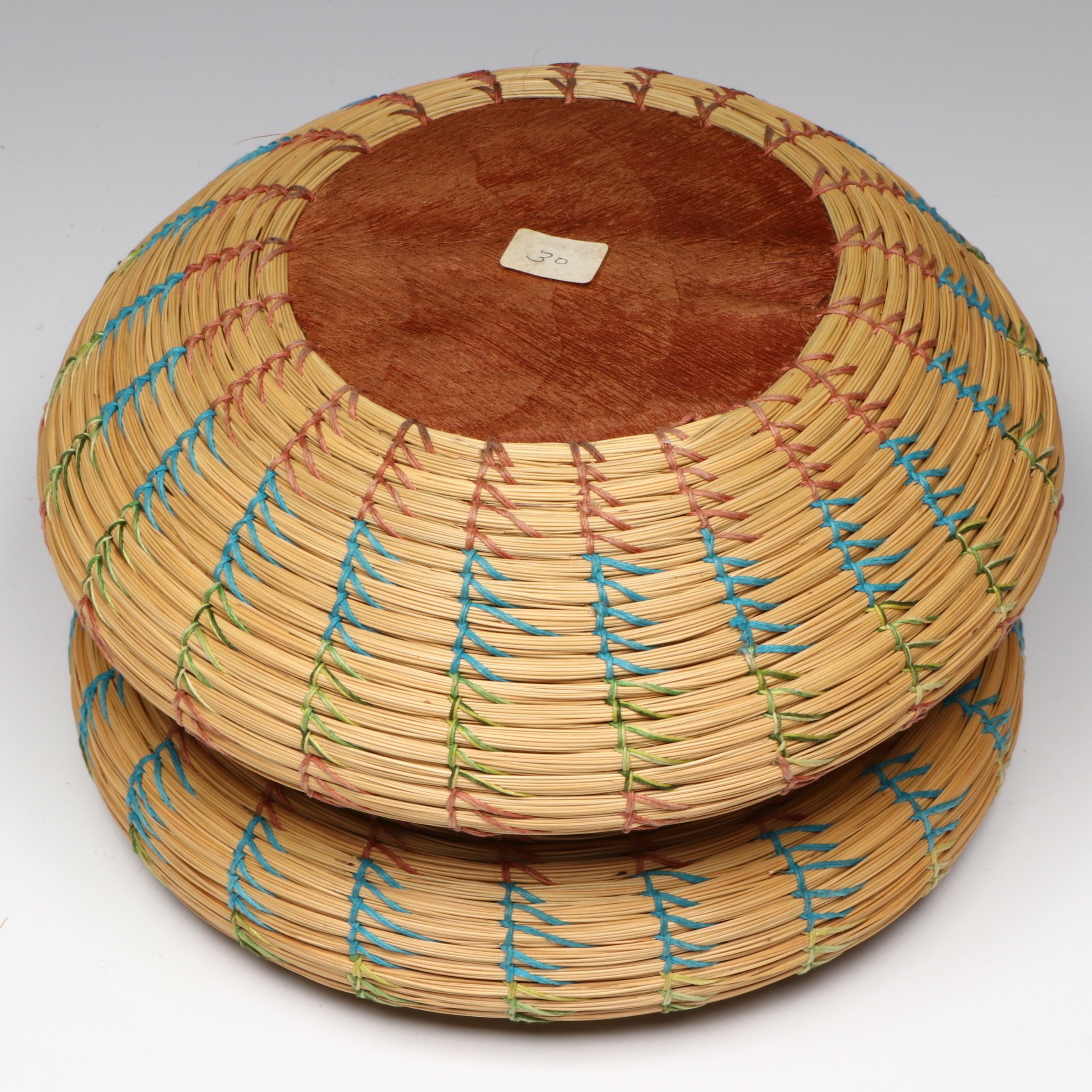 Peggy Billie American Seminole Double Lobed Sweetgrass Basket with Other Vessel