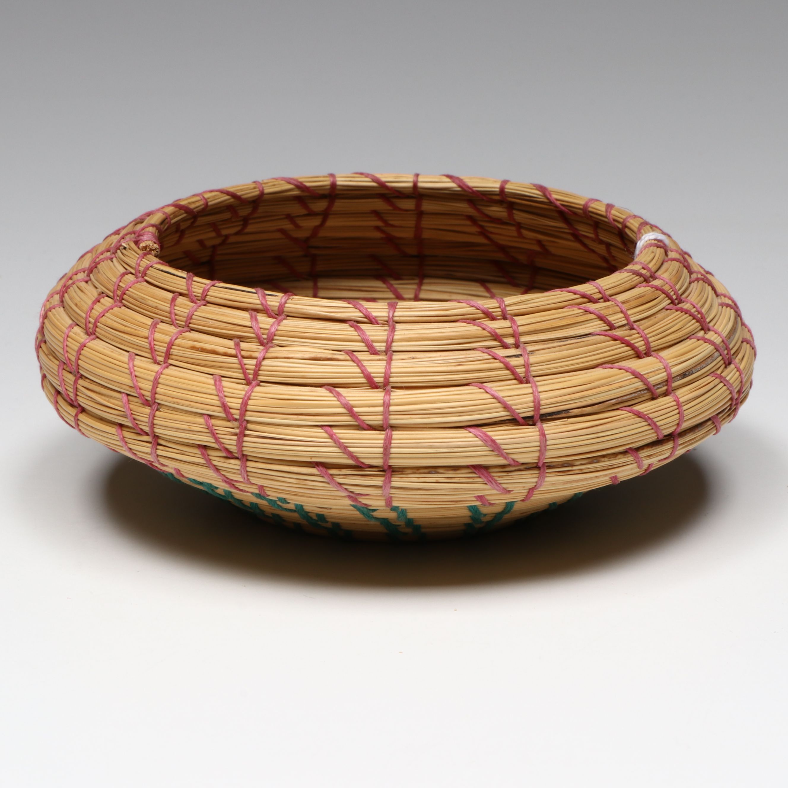Peggy Billie American Seminole Double Lobed Sweetgrass Basket with Other Vessel