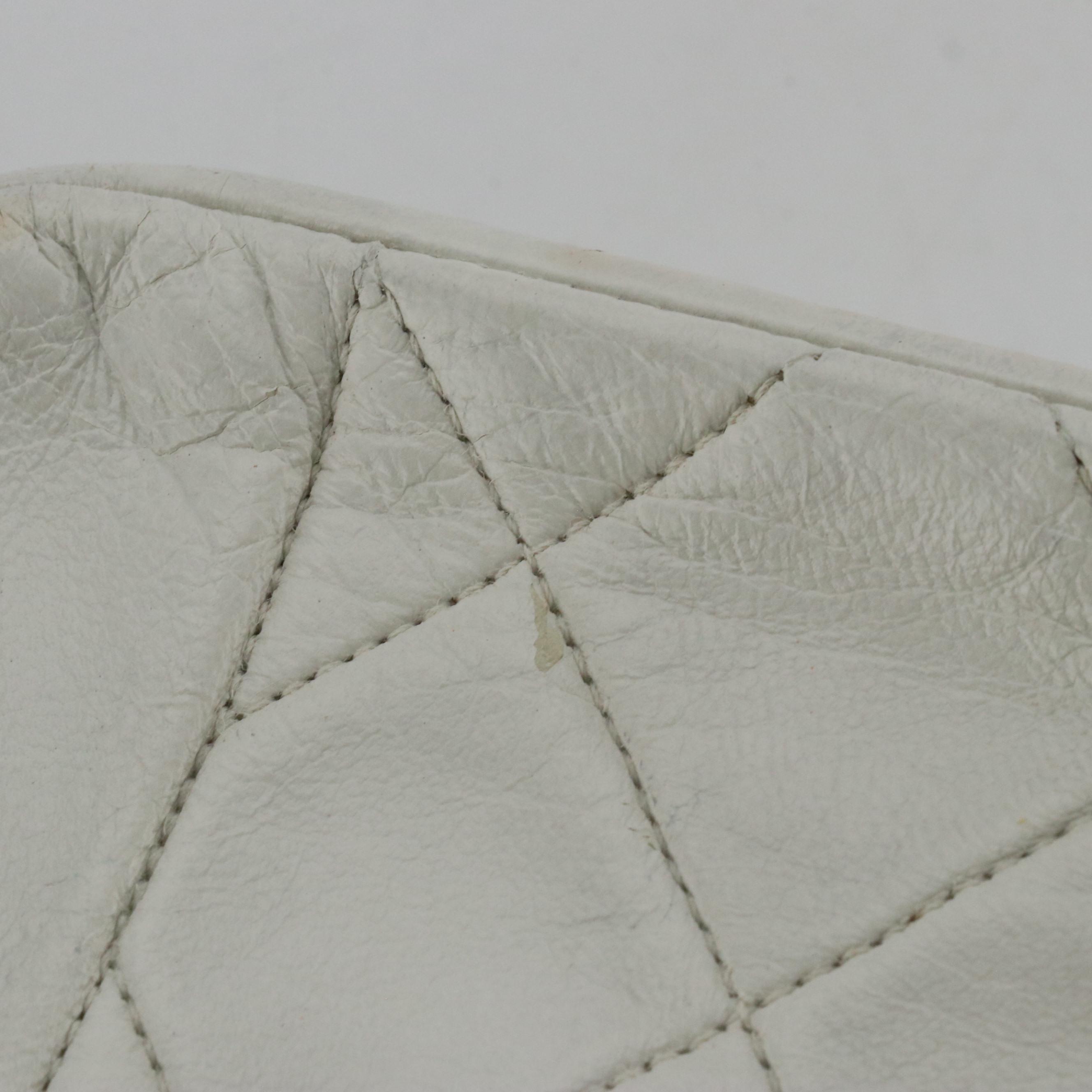 Chanel Single Flap Medium Shoulder Bag in White Quilted Lambskin Leather