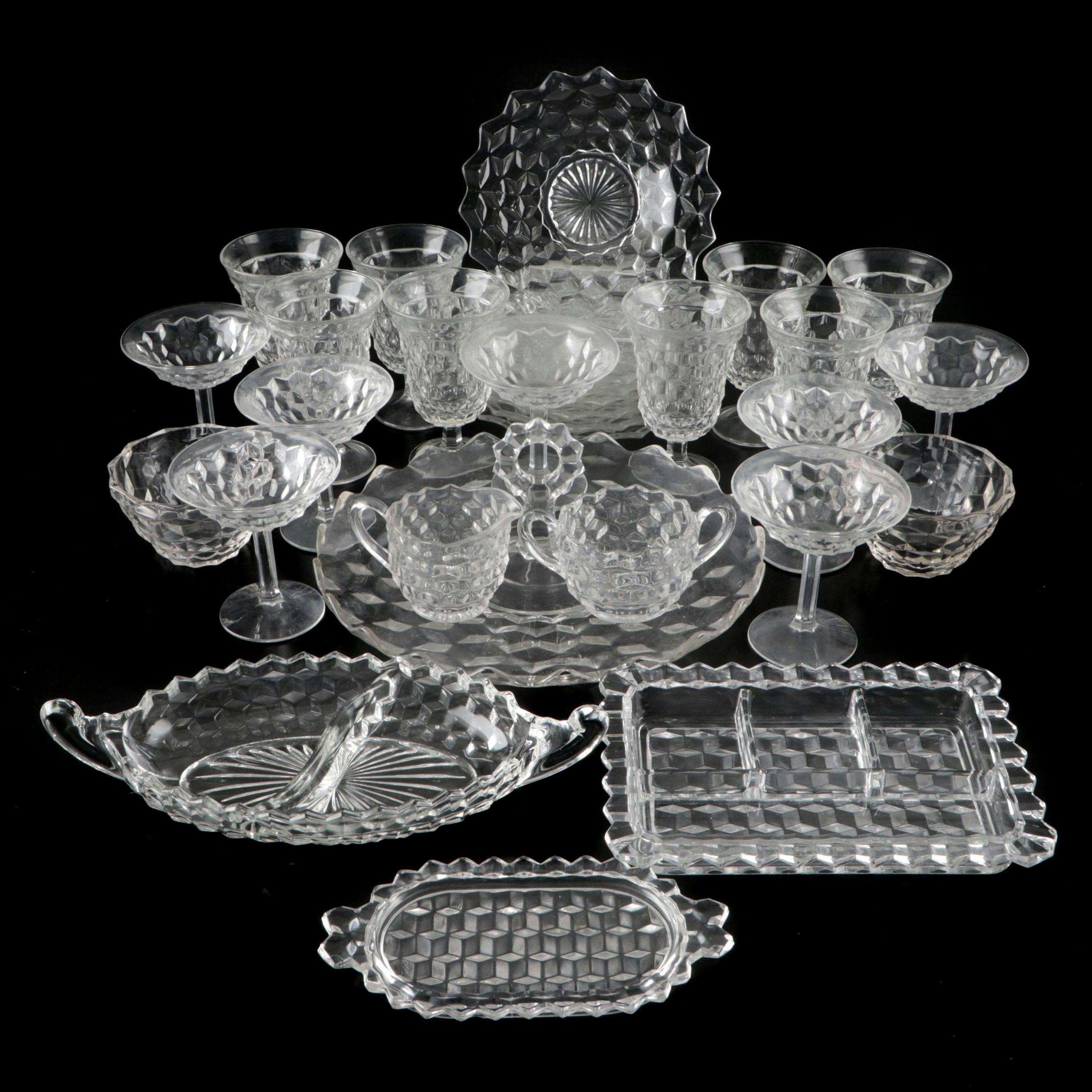 Fostoria "American Clear" Plates, Stemware and Table Accessories, 20th Century