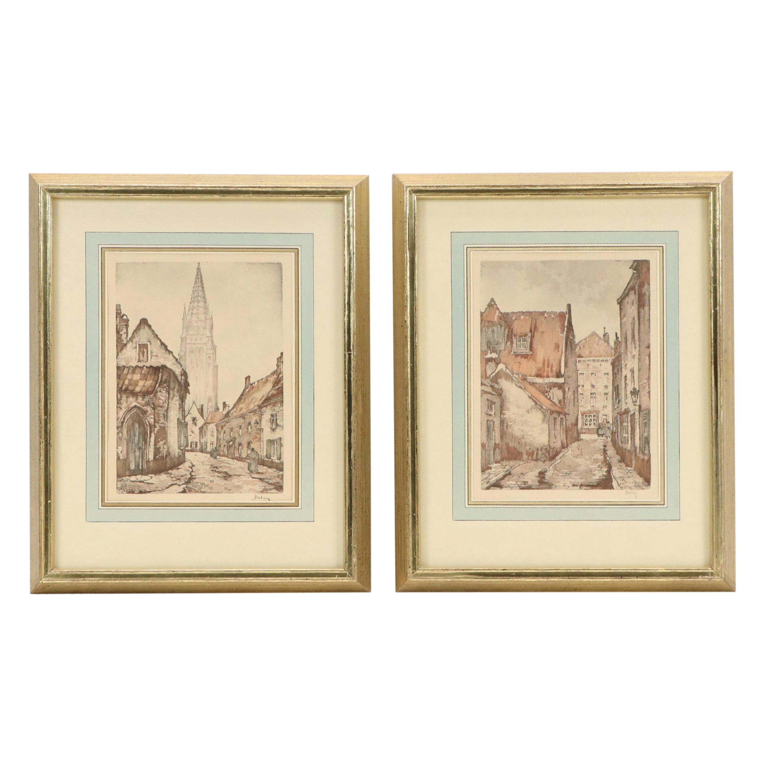 After Roger Hebbelinck "Belin" Offset Lithographs, Mid-20th Century