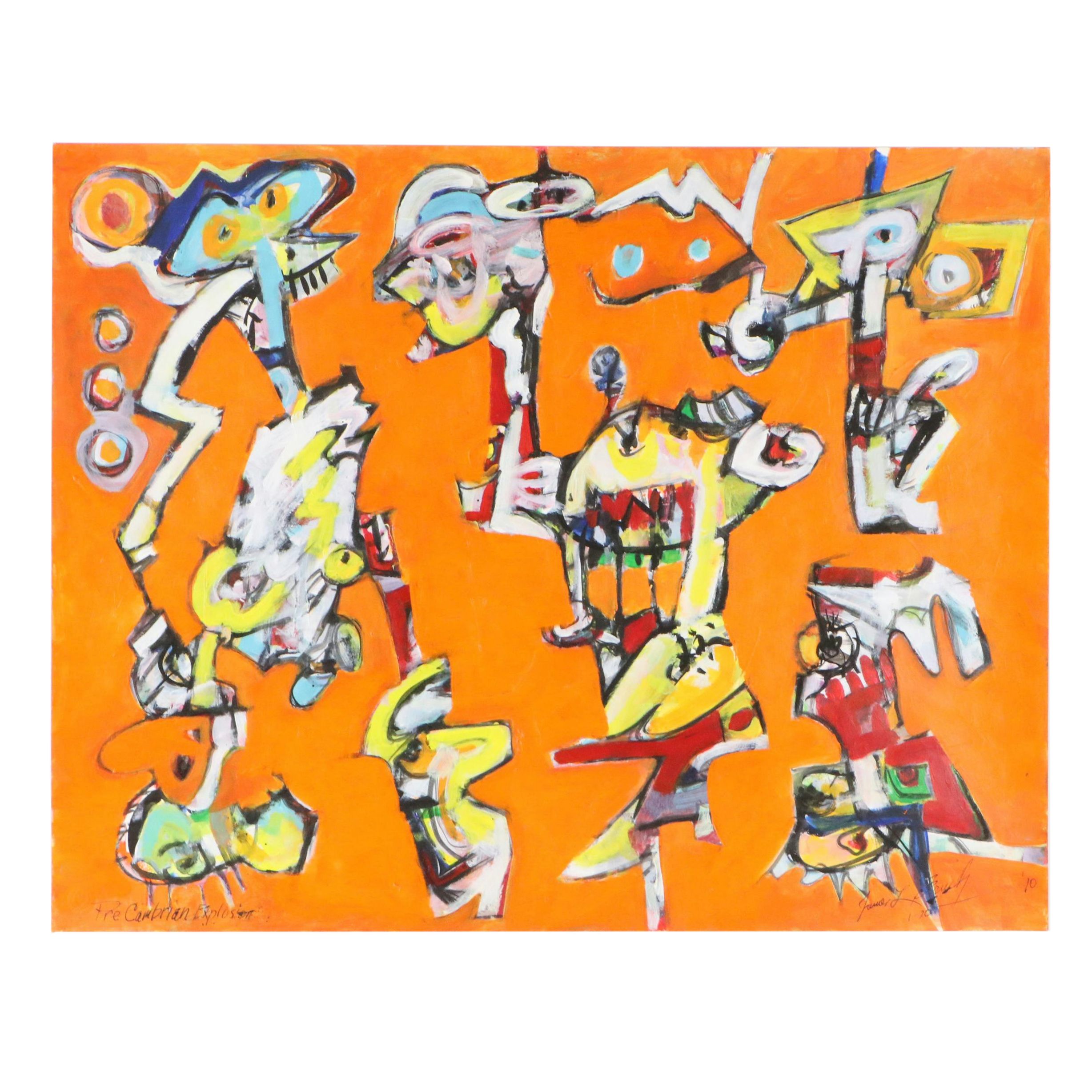 James L. Bruch Abstract Acrylic Painting "Pre-Cambrian Explosion," 2010