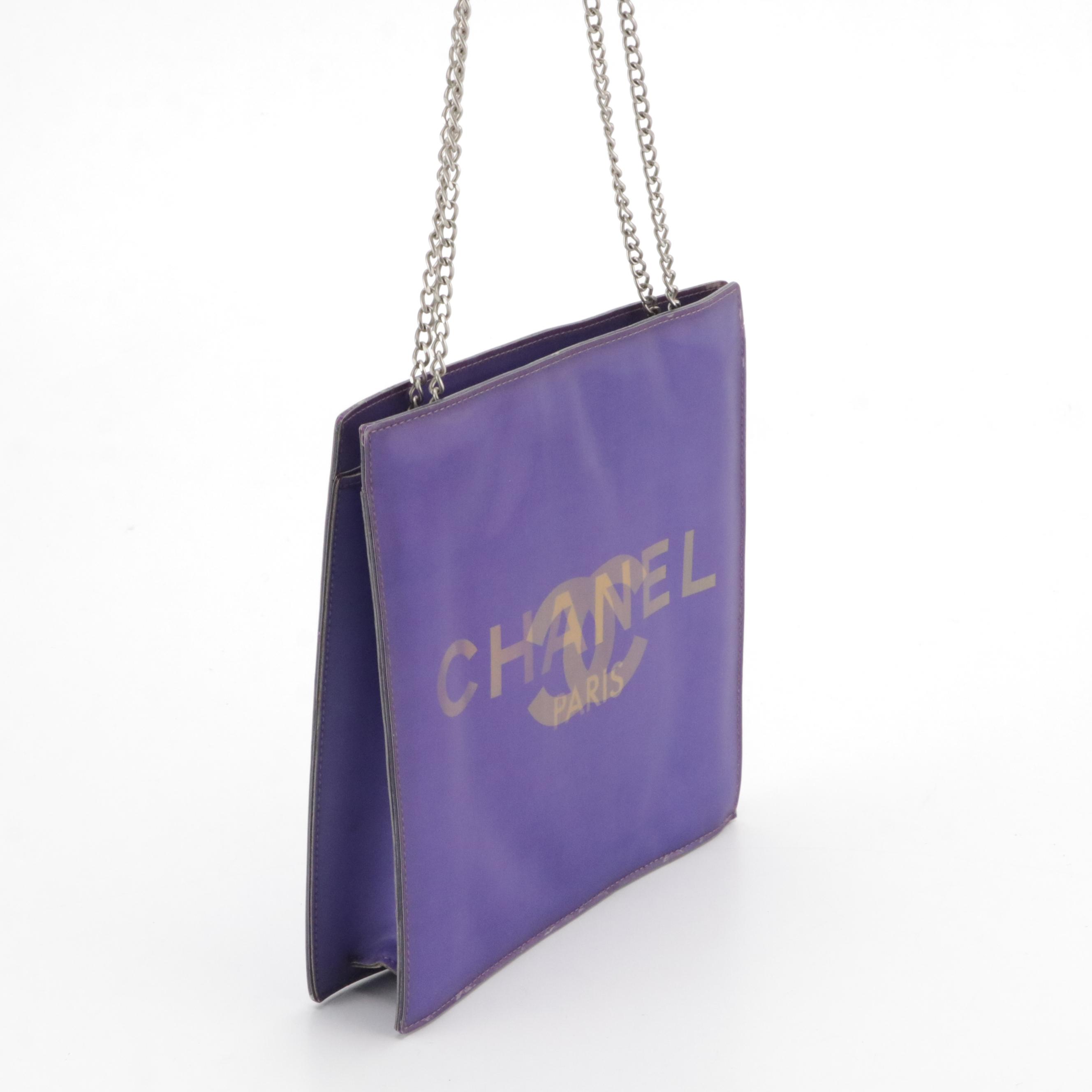 Chanel CC Hologram Small Chain Tote in Purple Vinyl
