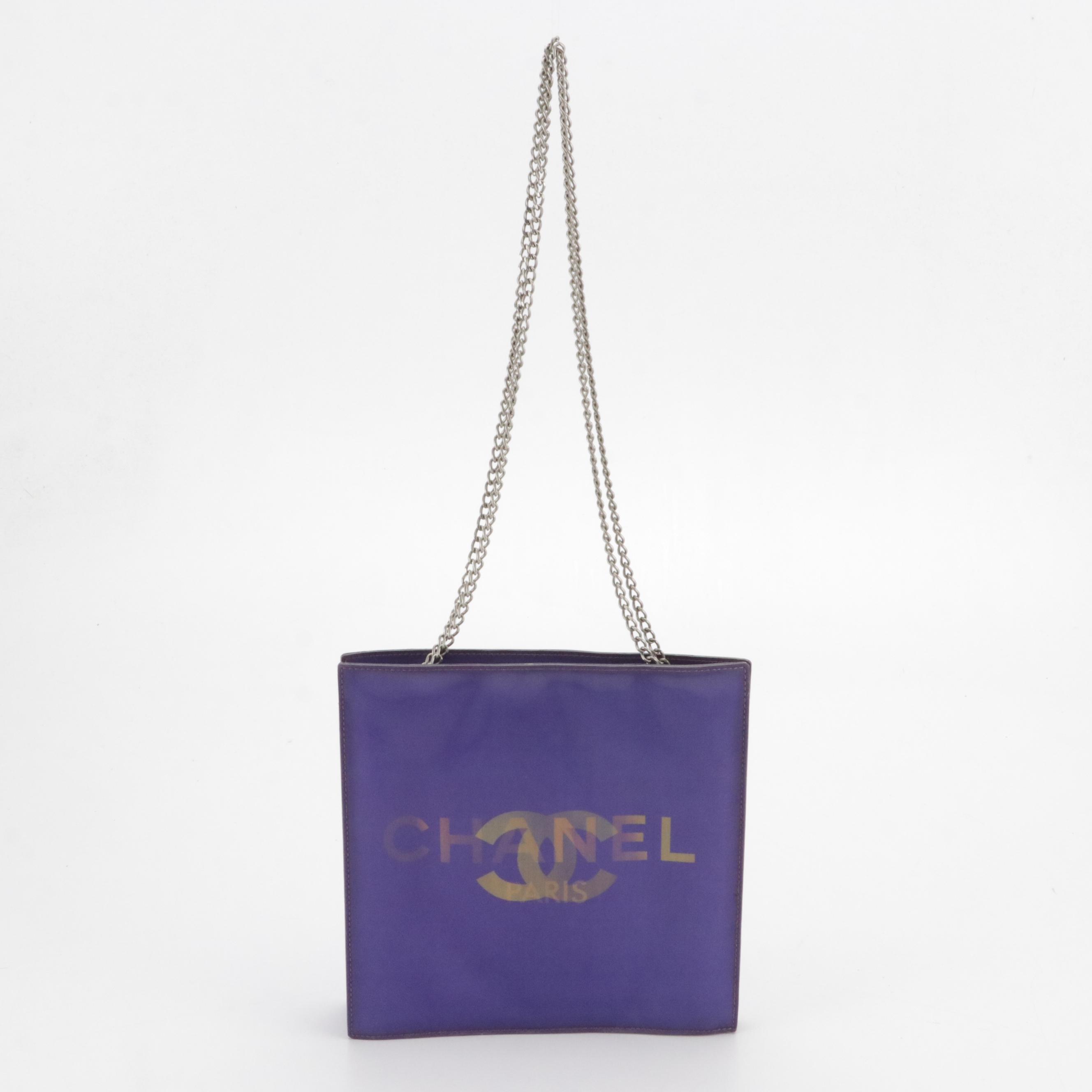 Chanel CC Hologram Small Chain Tote in Purple Vinyl