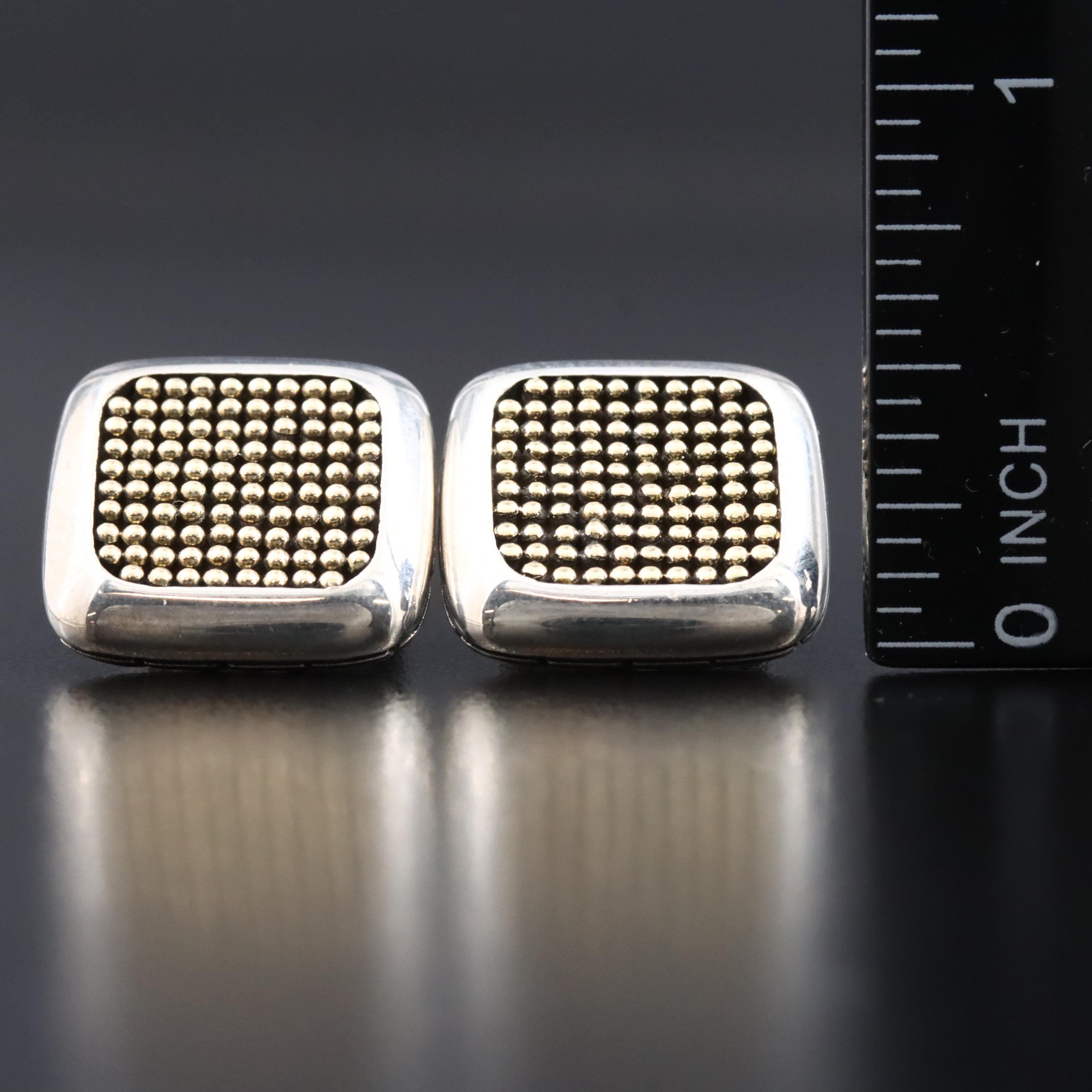 John Hardy Sterling and 18K Micro Dot Square Cufflinks