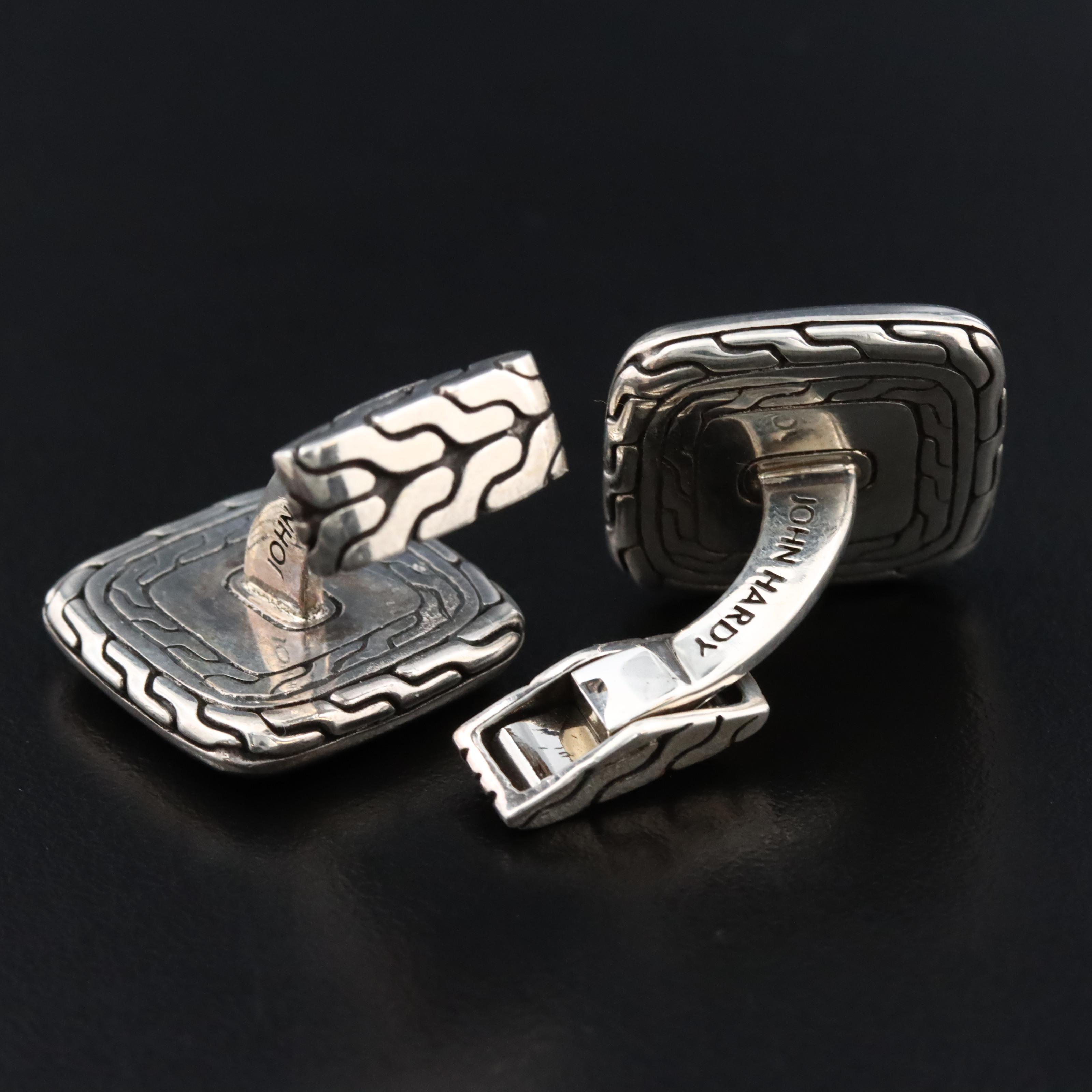 John Hardy Sterling and 18K Micro Dot Square Cufflinks