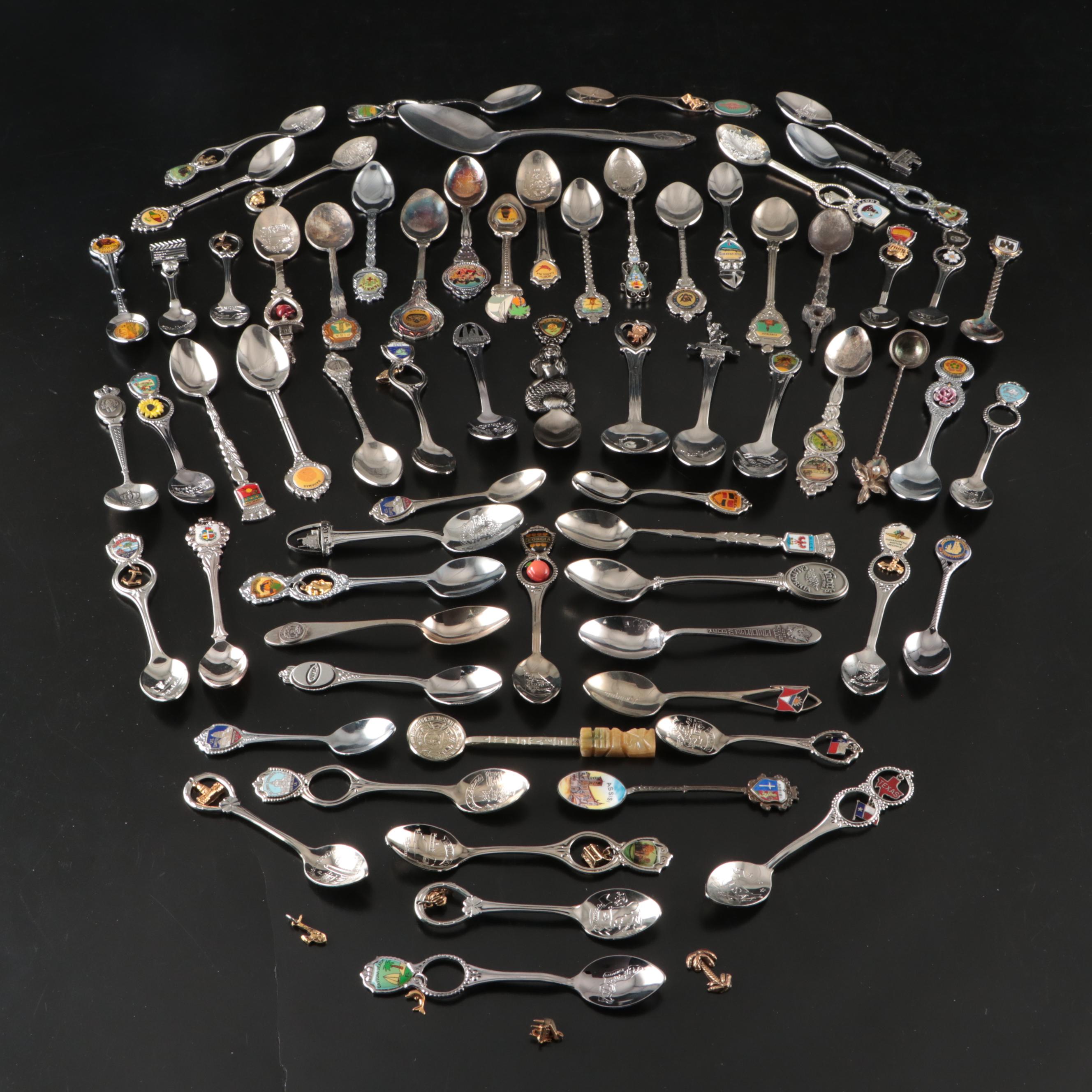 Vintage Sterling Silver with Silver Plate and Other Souvenir Spoons