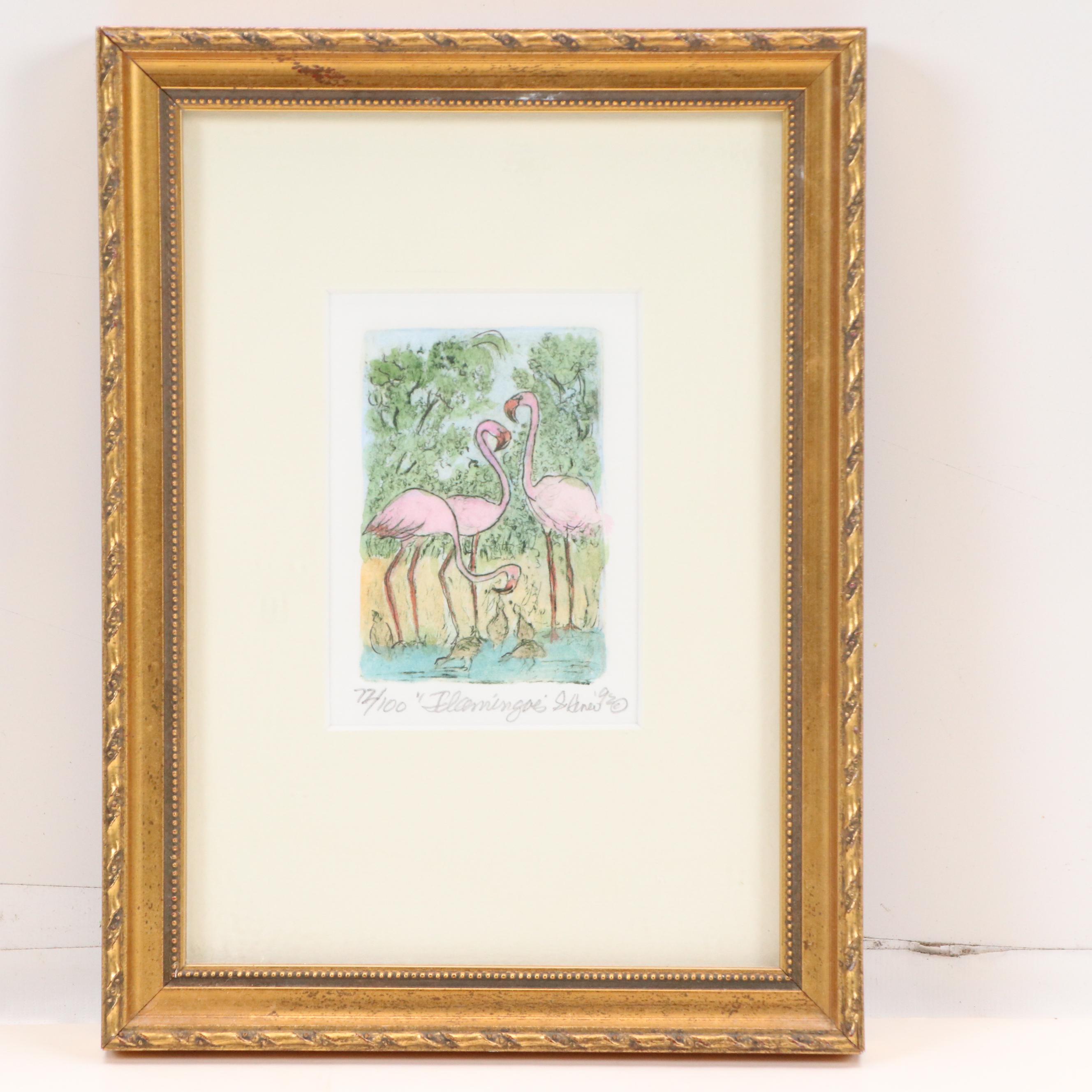 Shirley Hiner and Debbie Hiner Hand-Colored Etchings of Beach Subjects