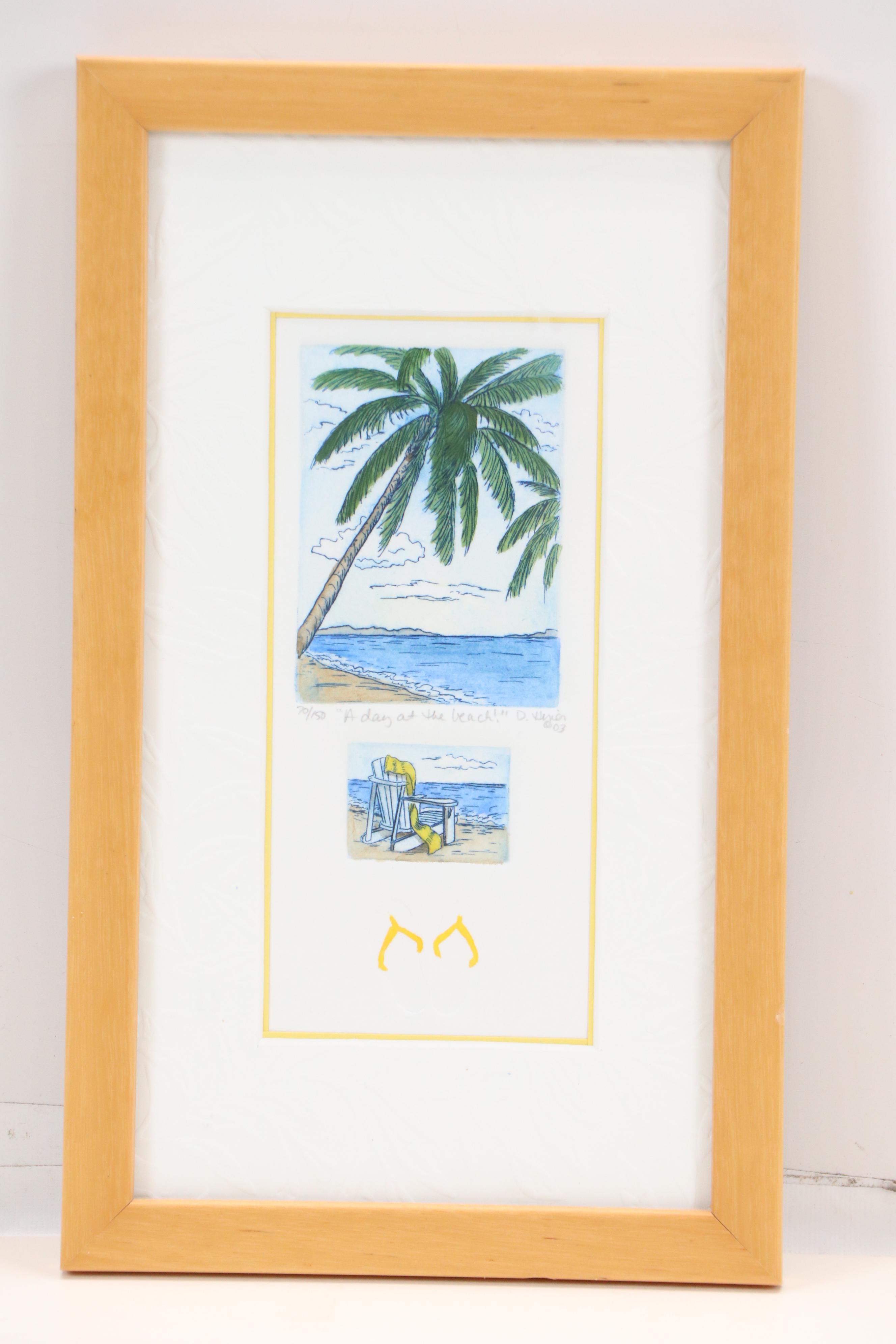 Shirley Hiner and Debbie Hiner Hand-Colored Etchings of Beach Subjects
