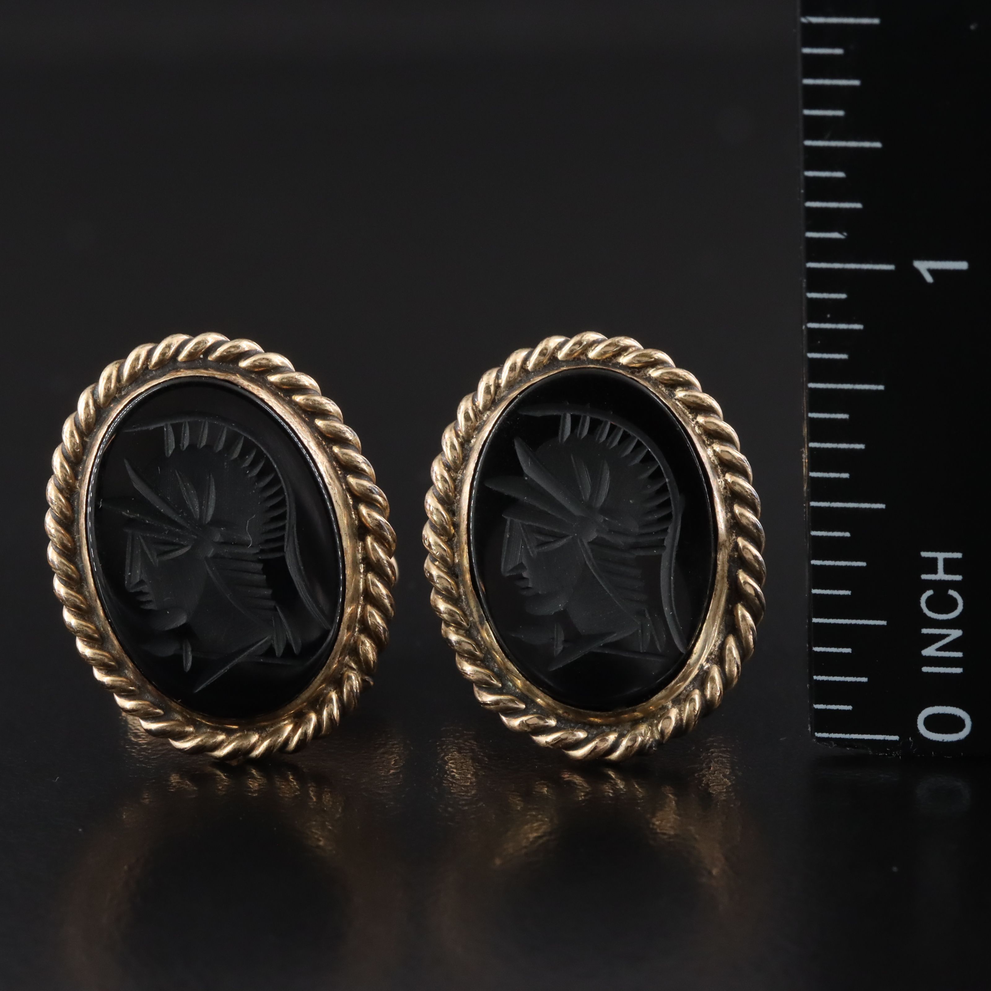 Simmons Gold-Filled Black Onyx Intaglio Cufflinks