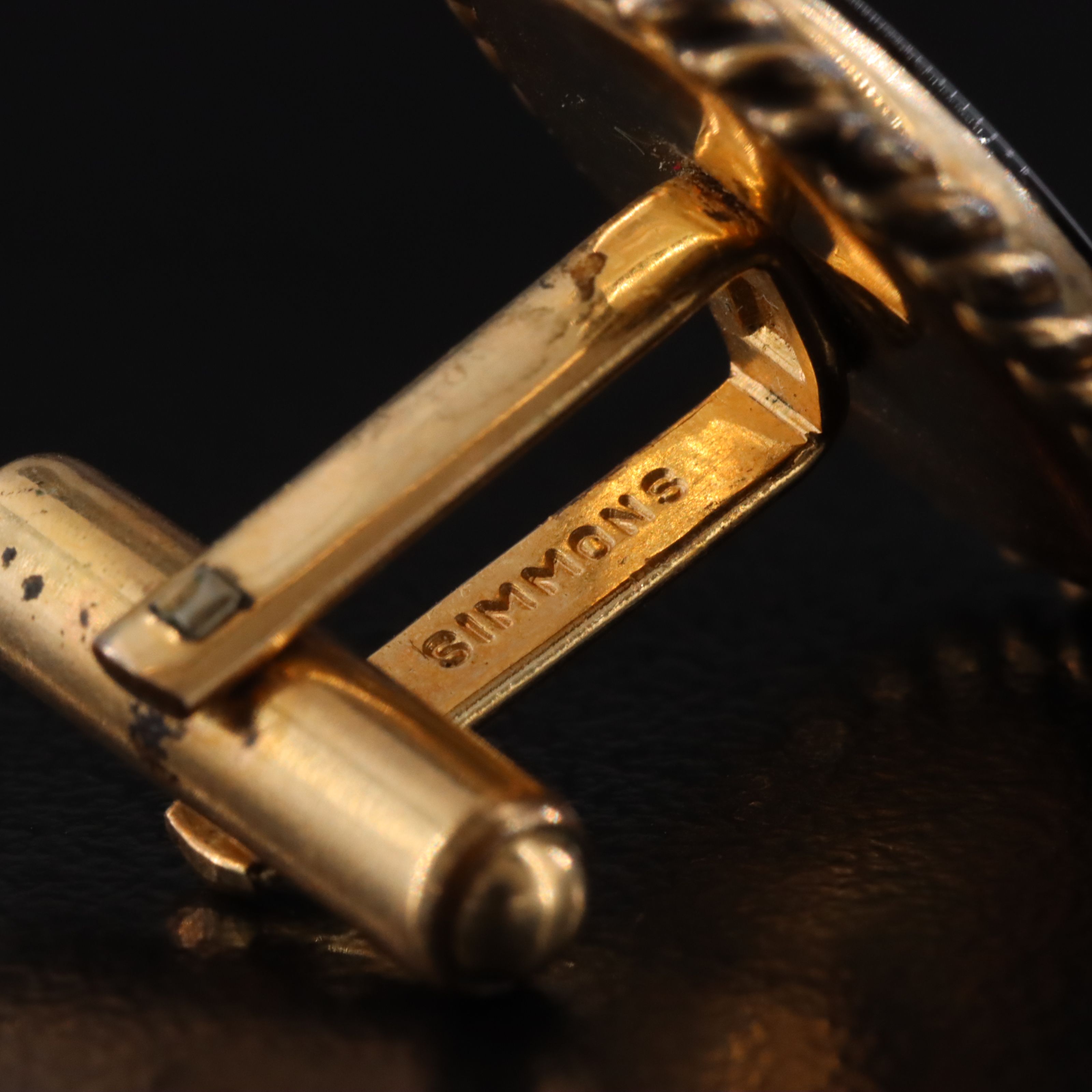 Simmons Gold-Filled Black Onyx Intaglio Cufflinks