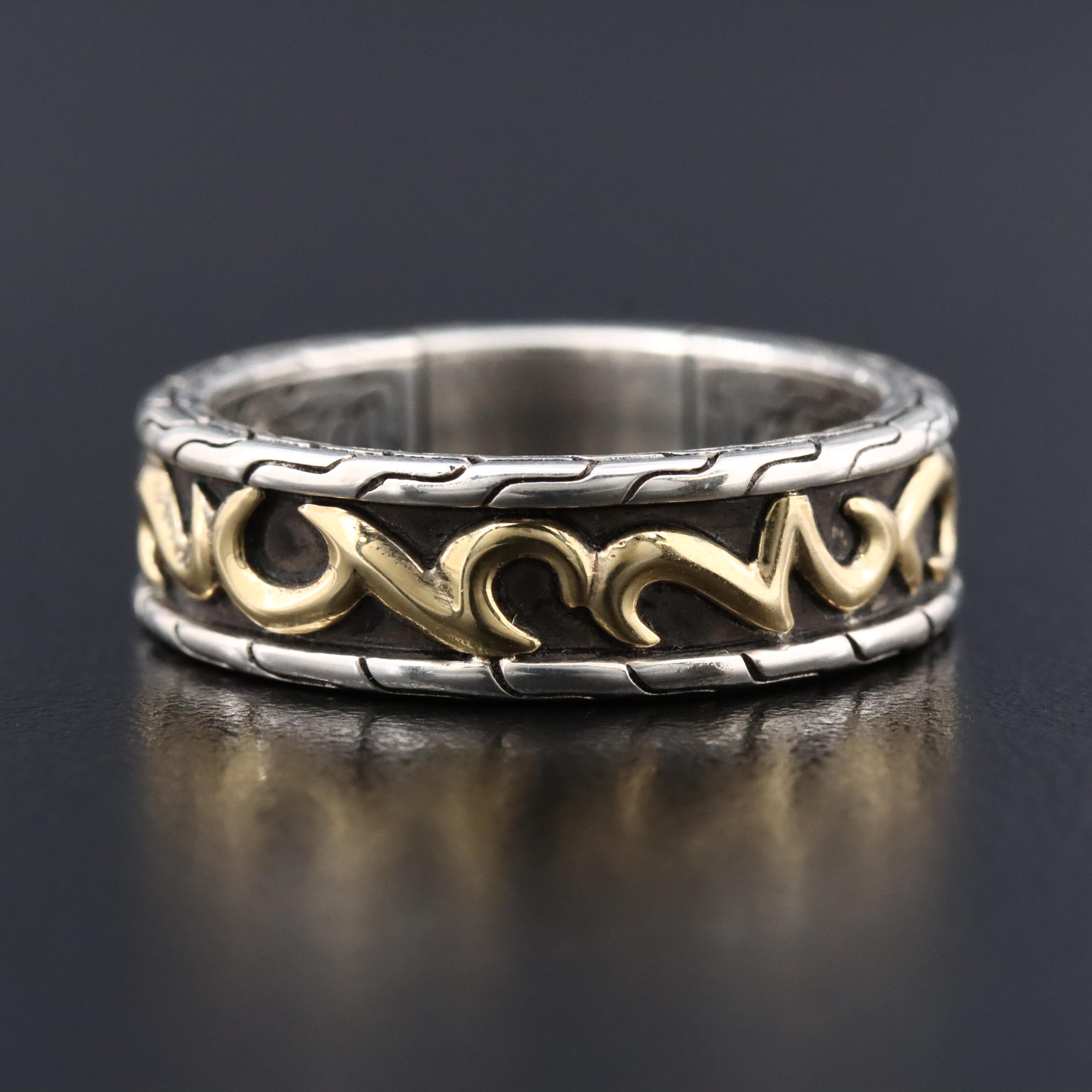 John Hardy Dayak Sterling and 18K Band