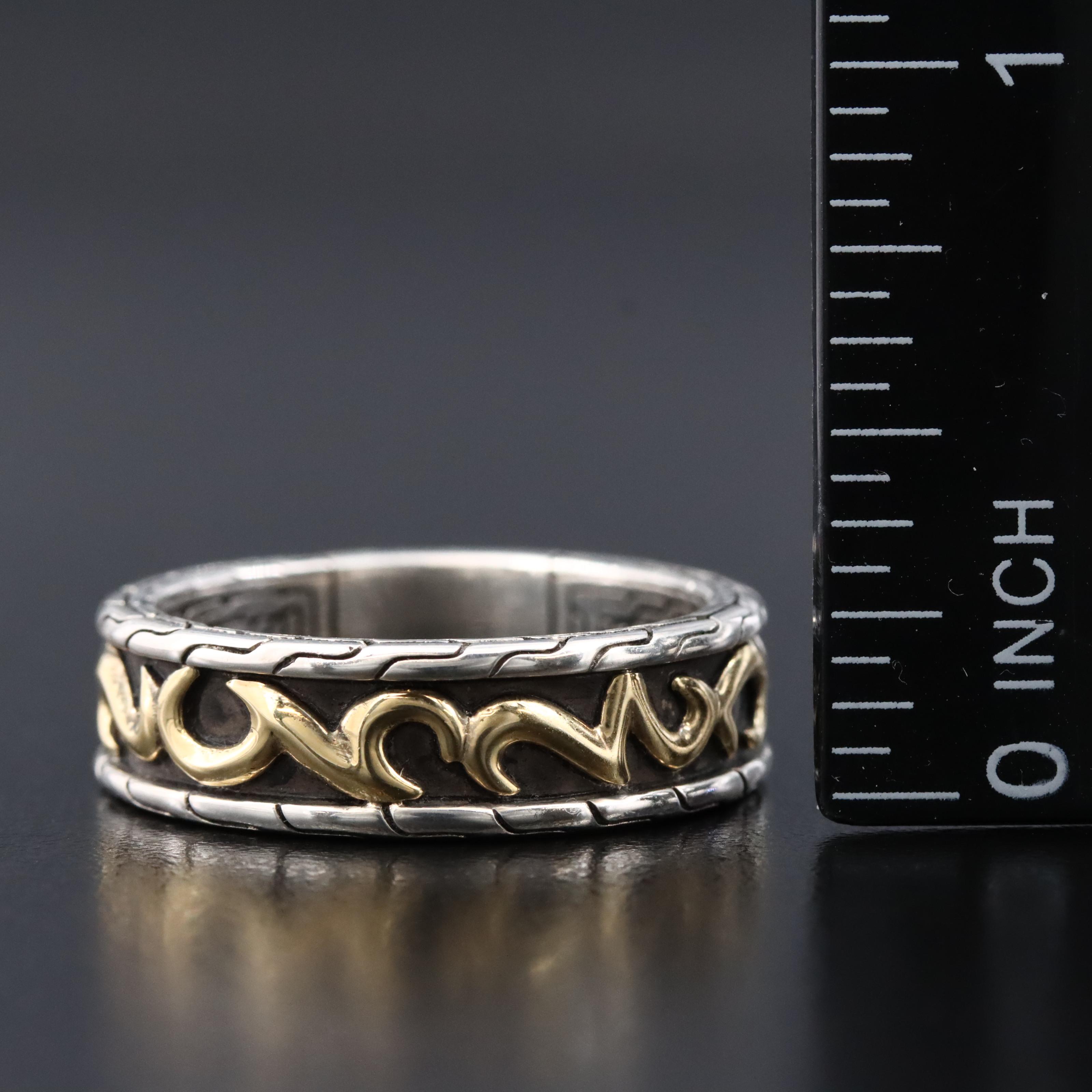 John Hardy Dayak Sterling and 18K Band