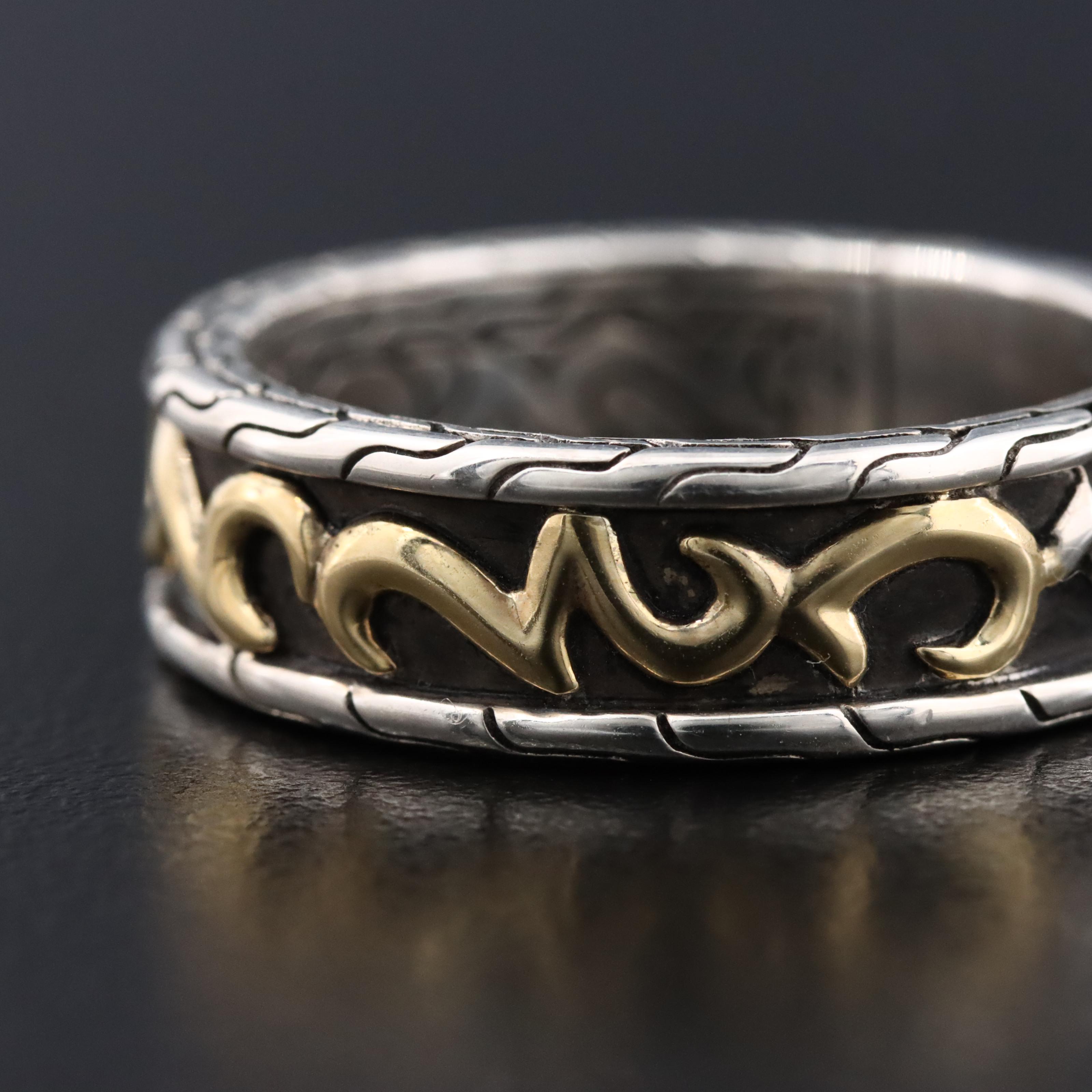 John Hardy Dayak Sterling and 18K Band