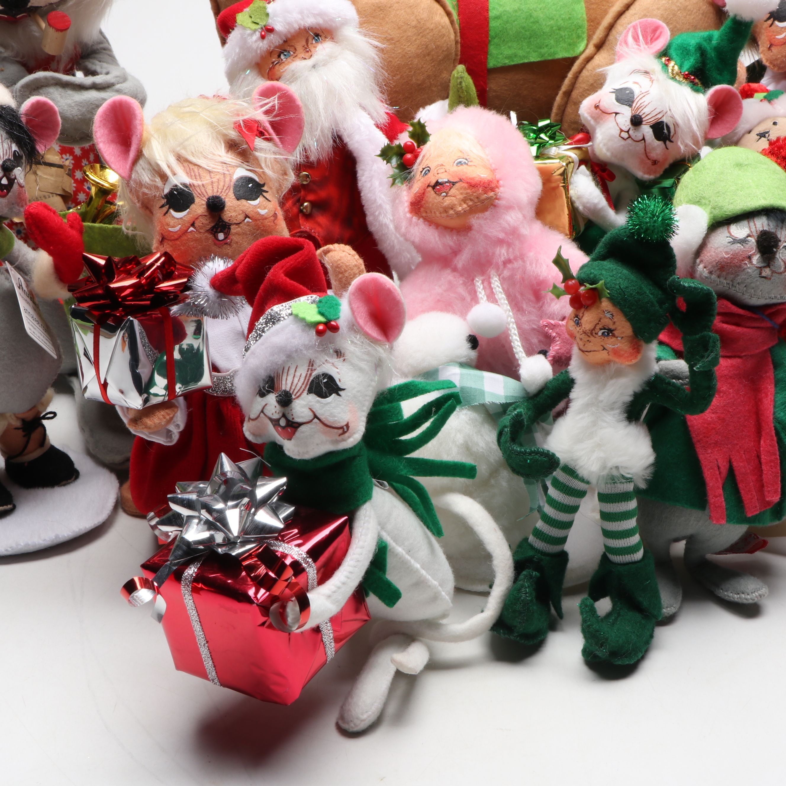Annalee Reindeer, Mice, Santa, and More Felt Christmas Figurines