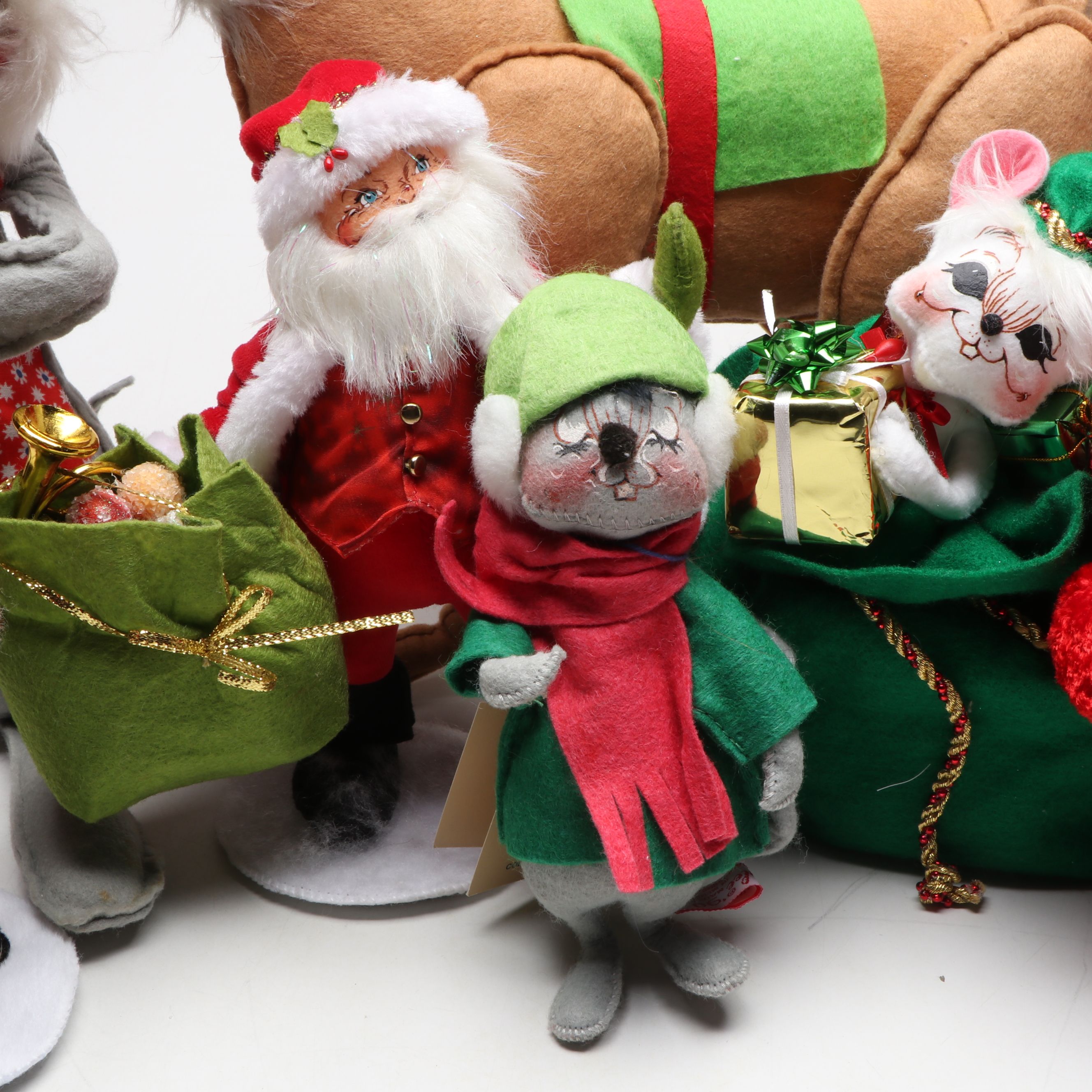 Annalee Reindeer, Mice, Santa, and More Felt Christmas Figurines