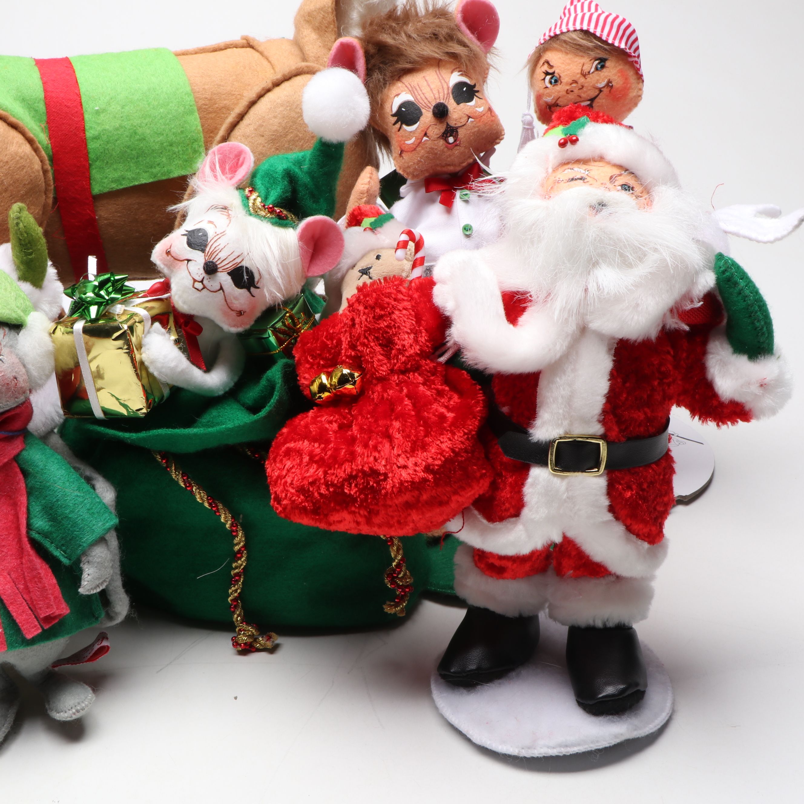 Annalee Reindeer, Mice, Santa, and More Felt Christmas Figurines