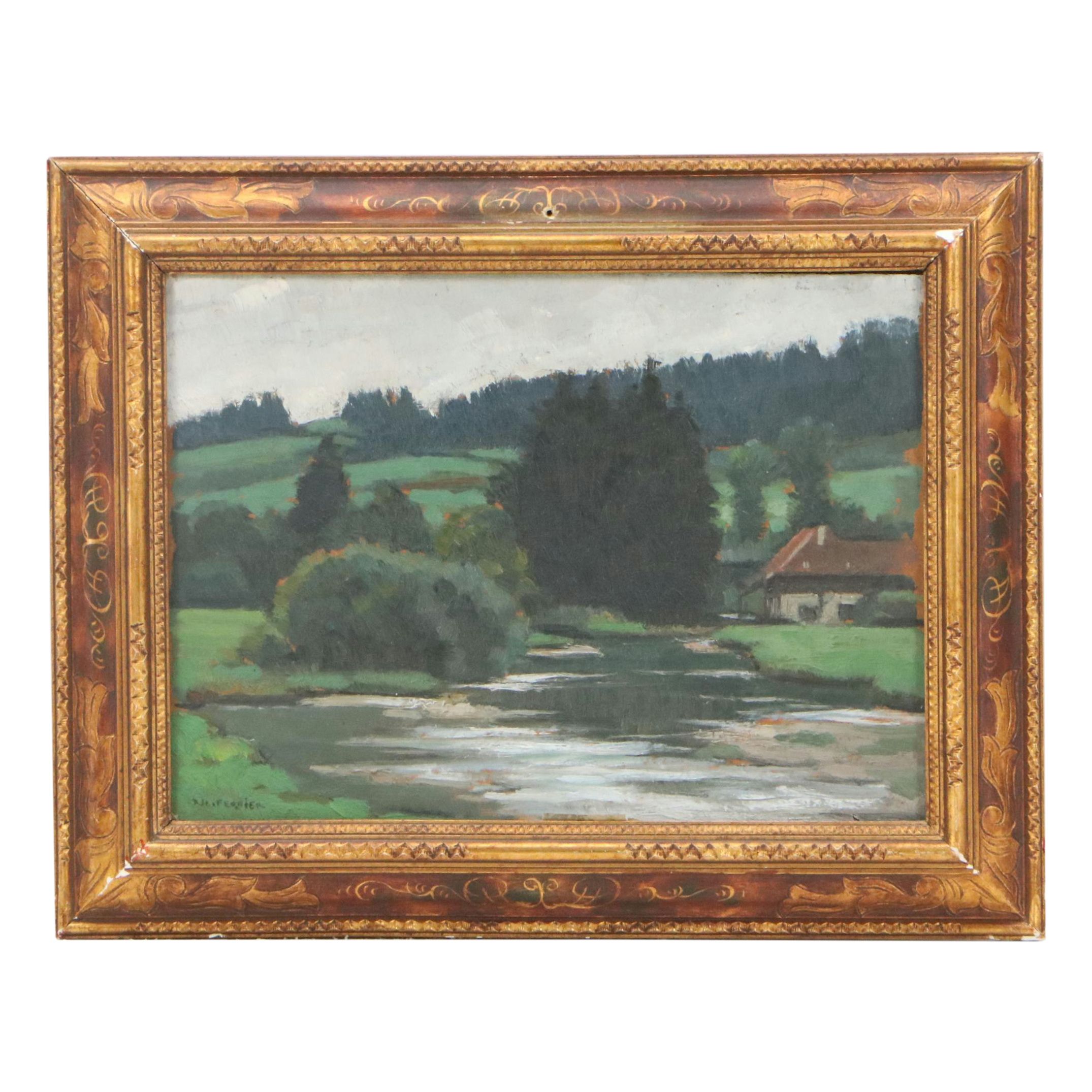 Robert Fernier French School Lake Landscape, Circa 1940