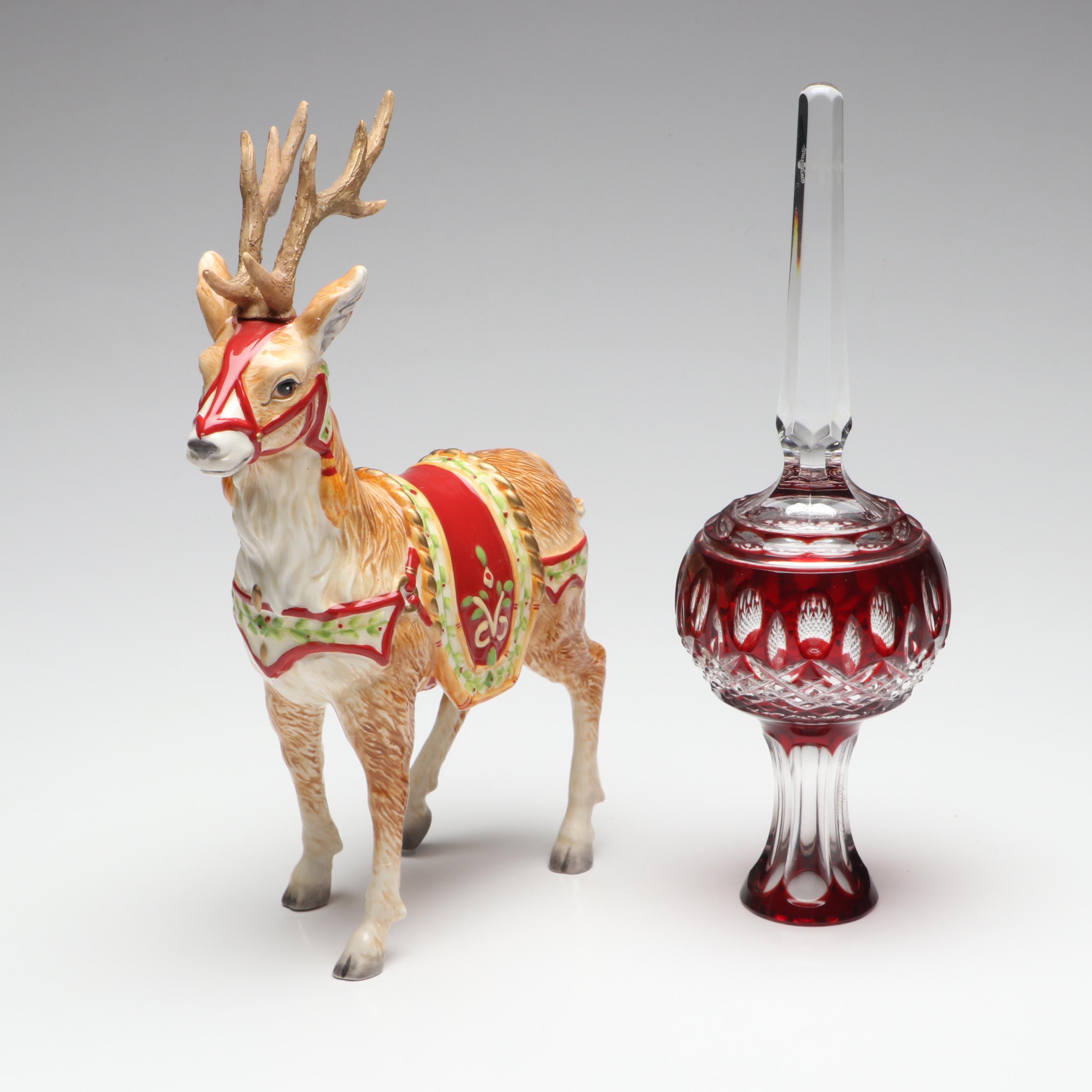 David Cretzam for Waterford "Clarendon" Tree Topper with Fitz & Floyd Reindeer