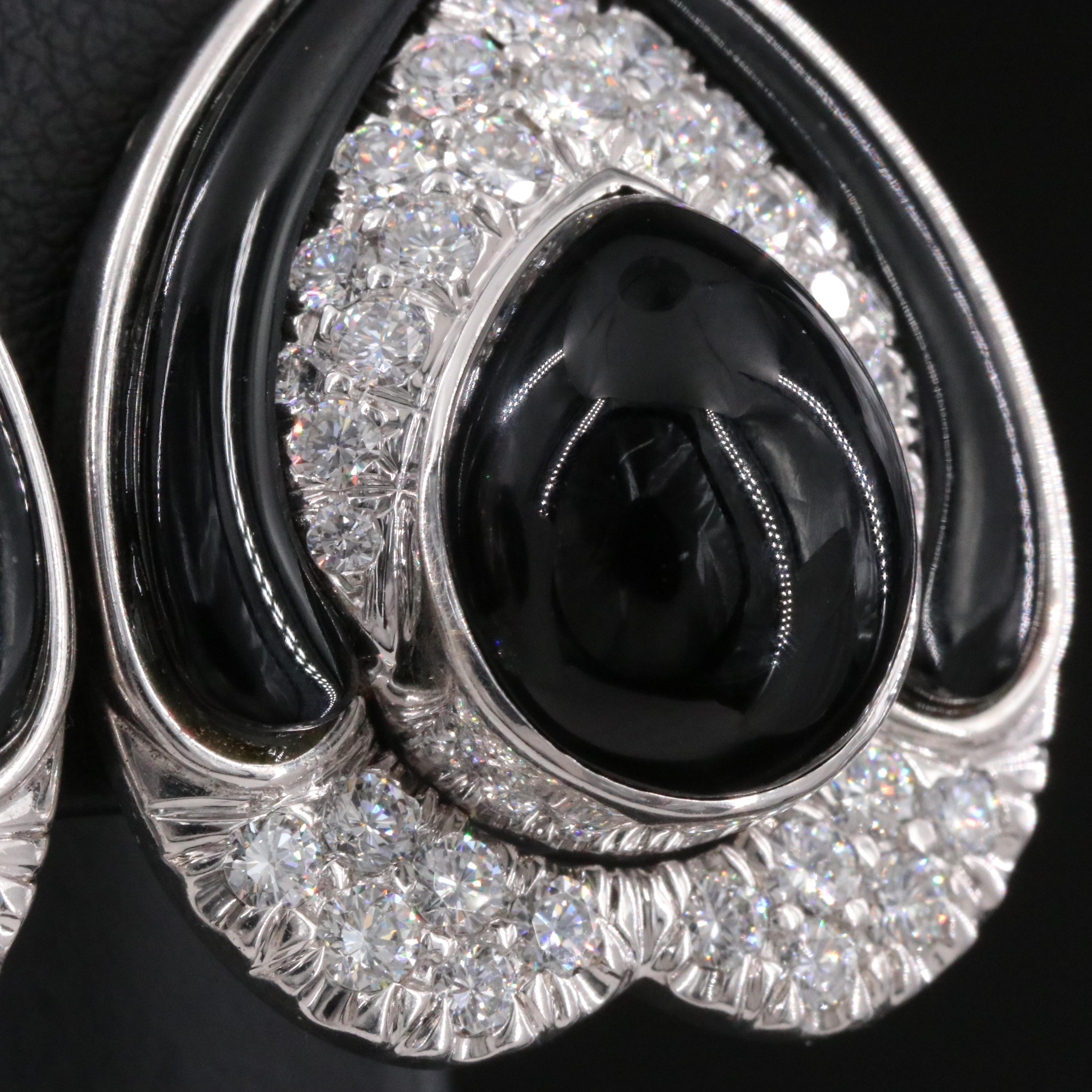 14K "Tuxedo" 2.65 CTW Diamond and Black Onyx Clip Earrings