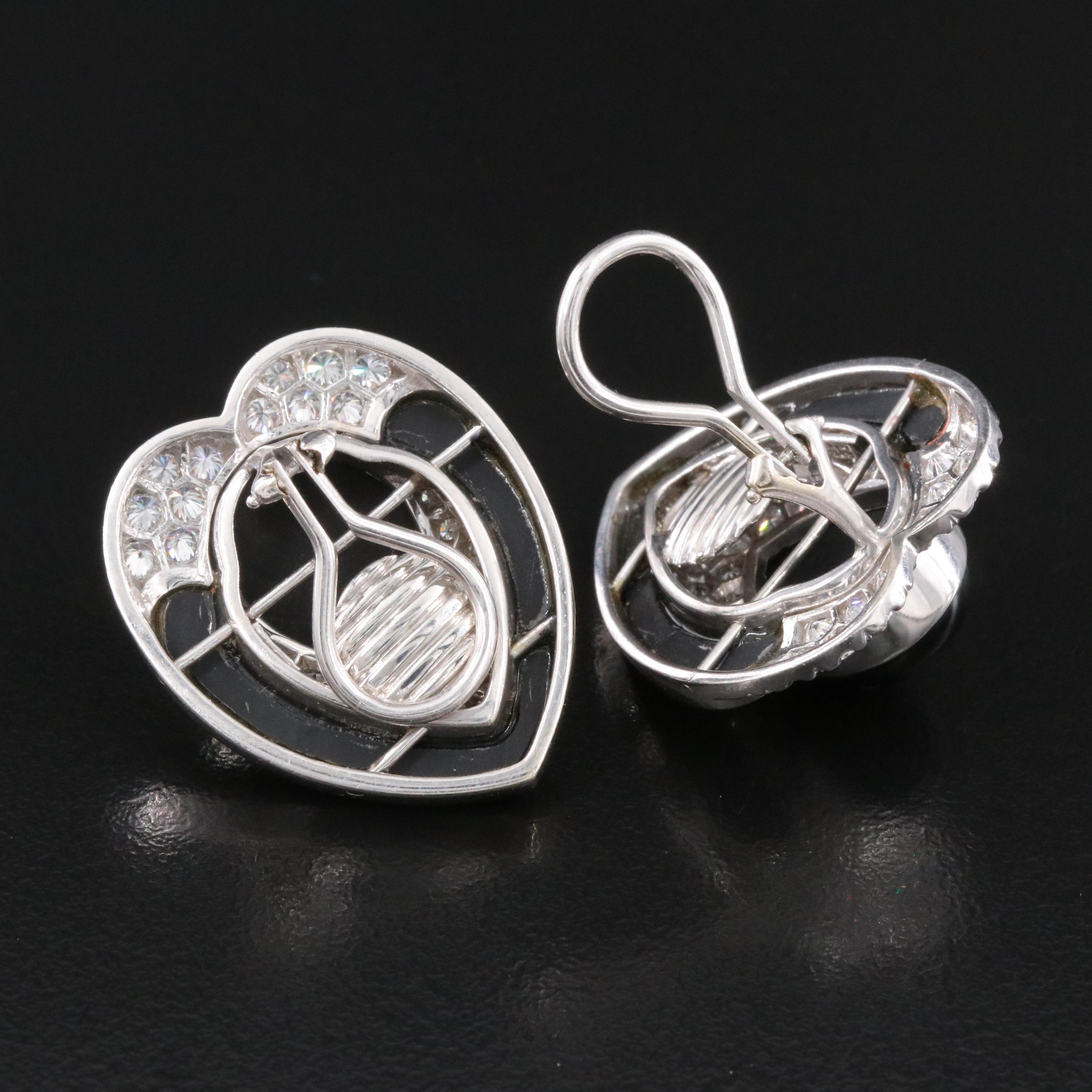 14K "Tuxedo" 2.65 CTW Diamond and Black Onyx Clip Earrings