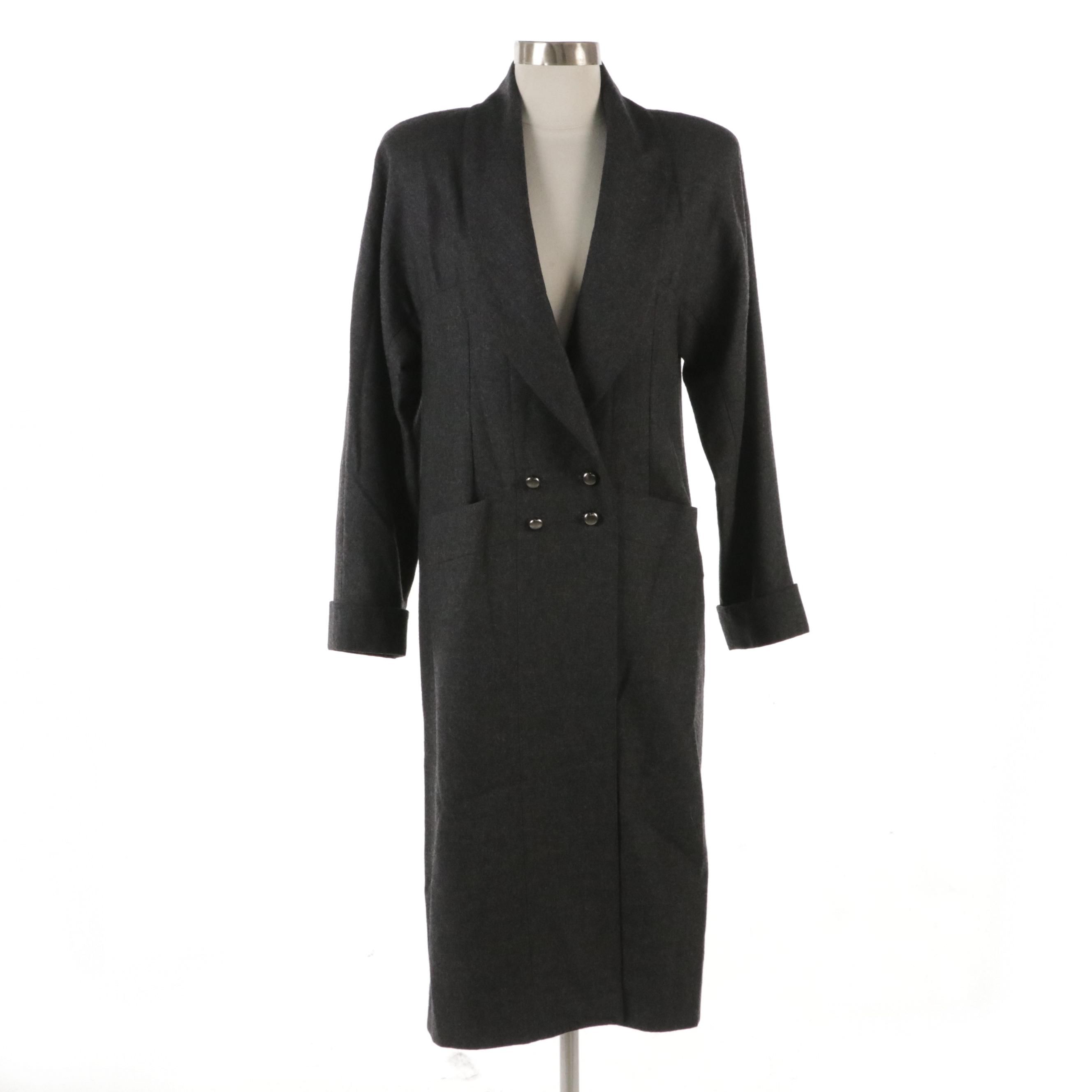 Chloé Gray Wool Double-Breasted Long Jacket