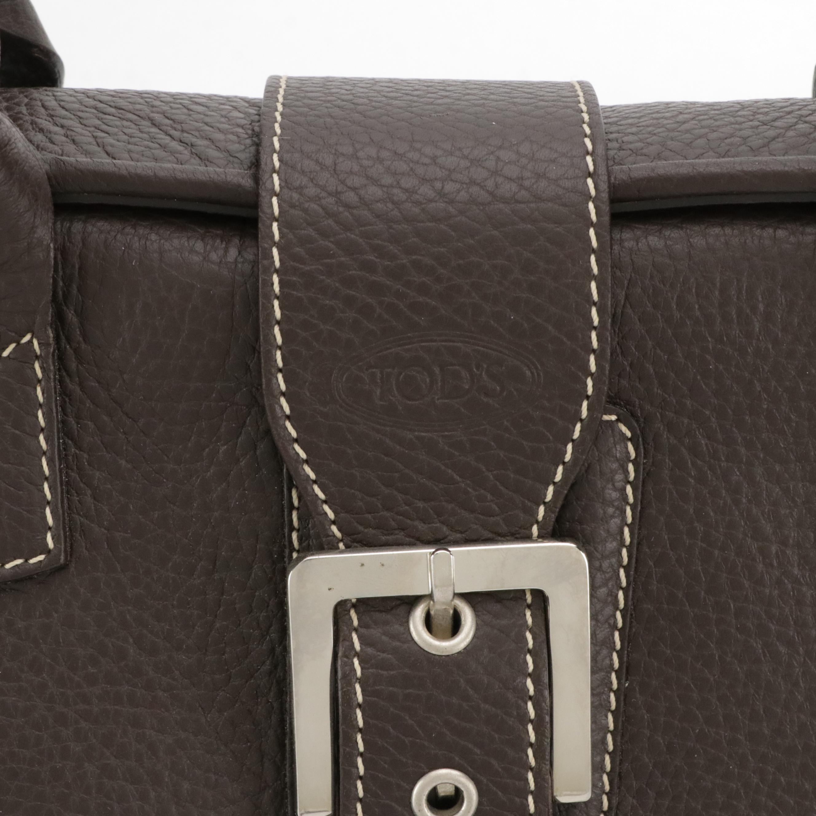Tod's Buckle Satchel in Italian Grained Leather