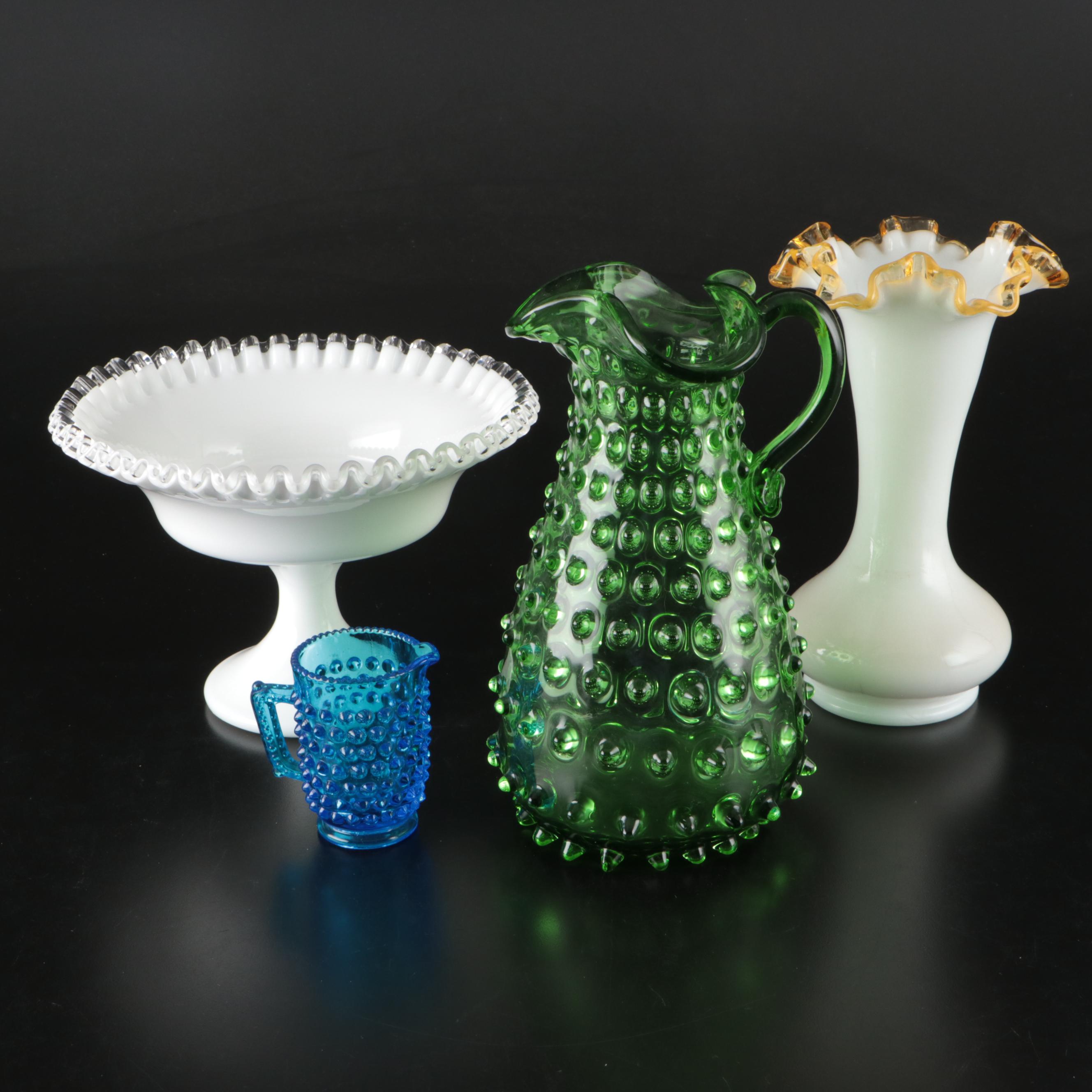 Fenton Silver Crest Compote, Gold Crest Vase, and More Glass Décor