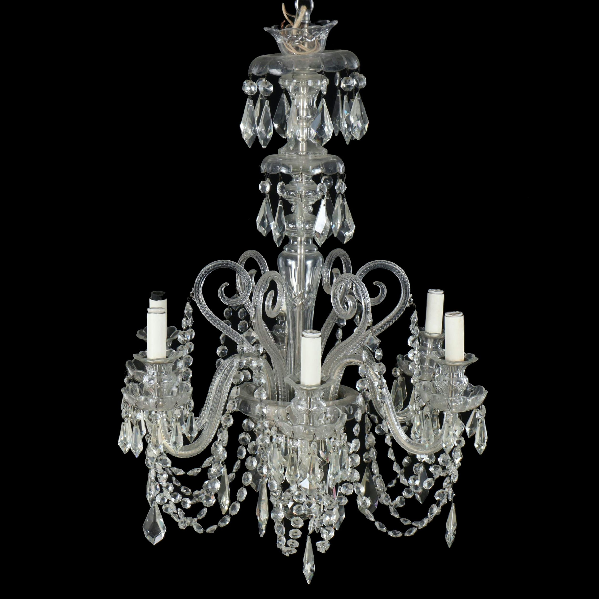 Venetian Style Glass and Crystal Pendalogue Chandelier