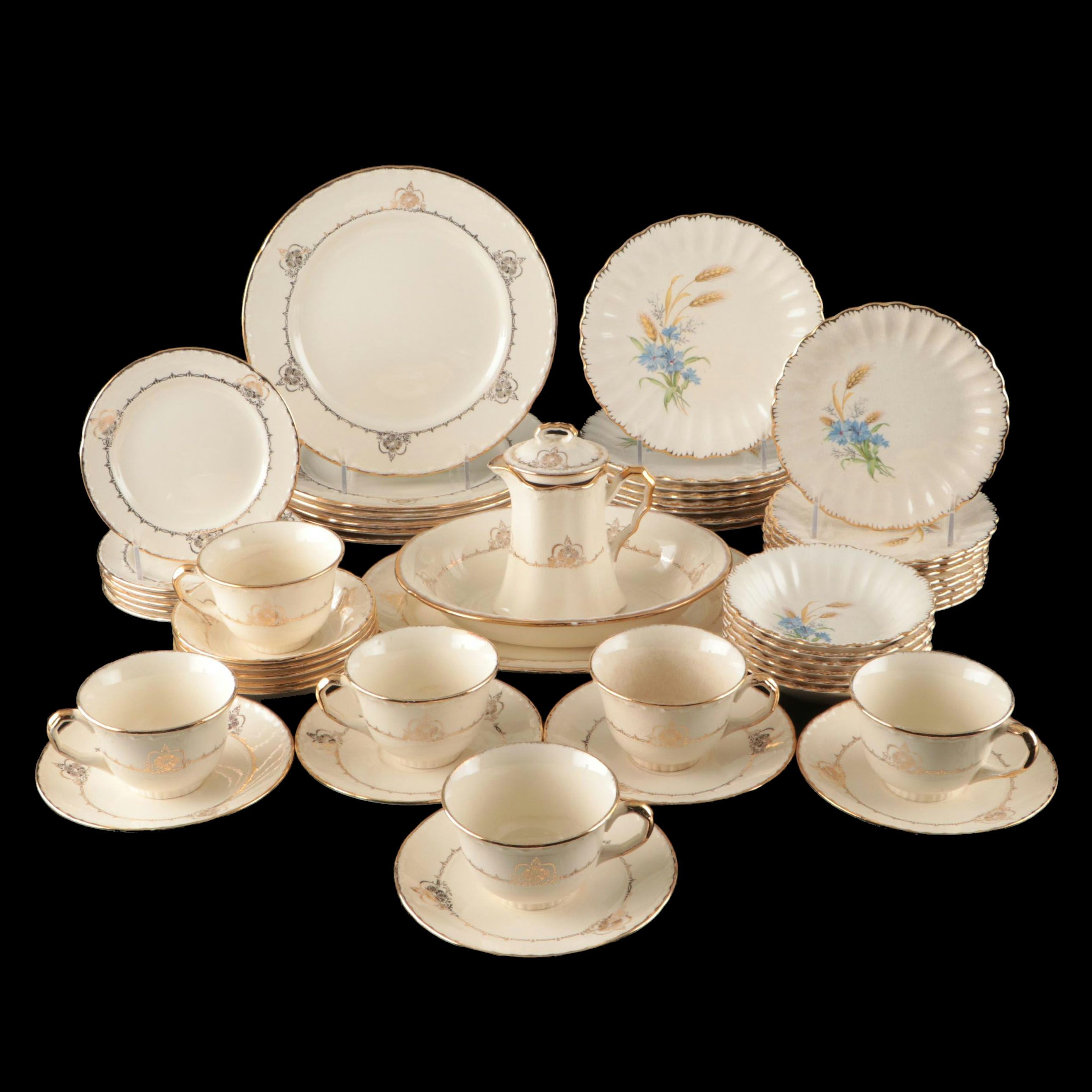 American Limoges "Wheatfield" with Crooksville Dinnerware, Early to Mid-20th C.