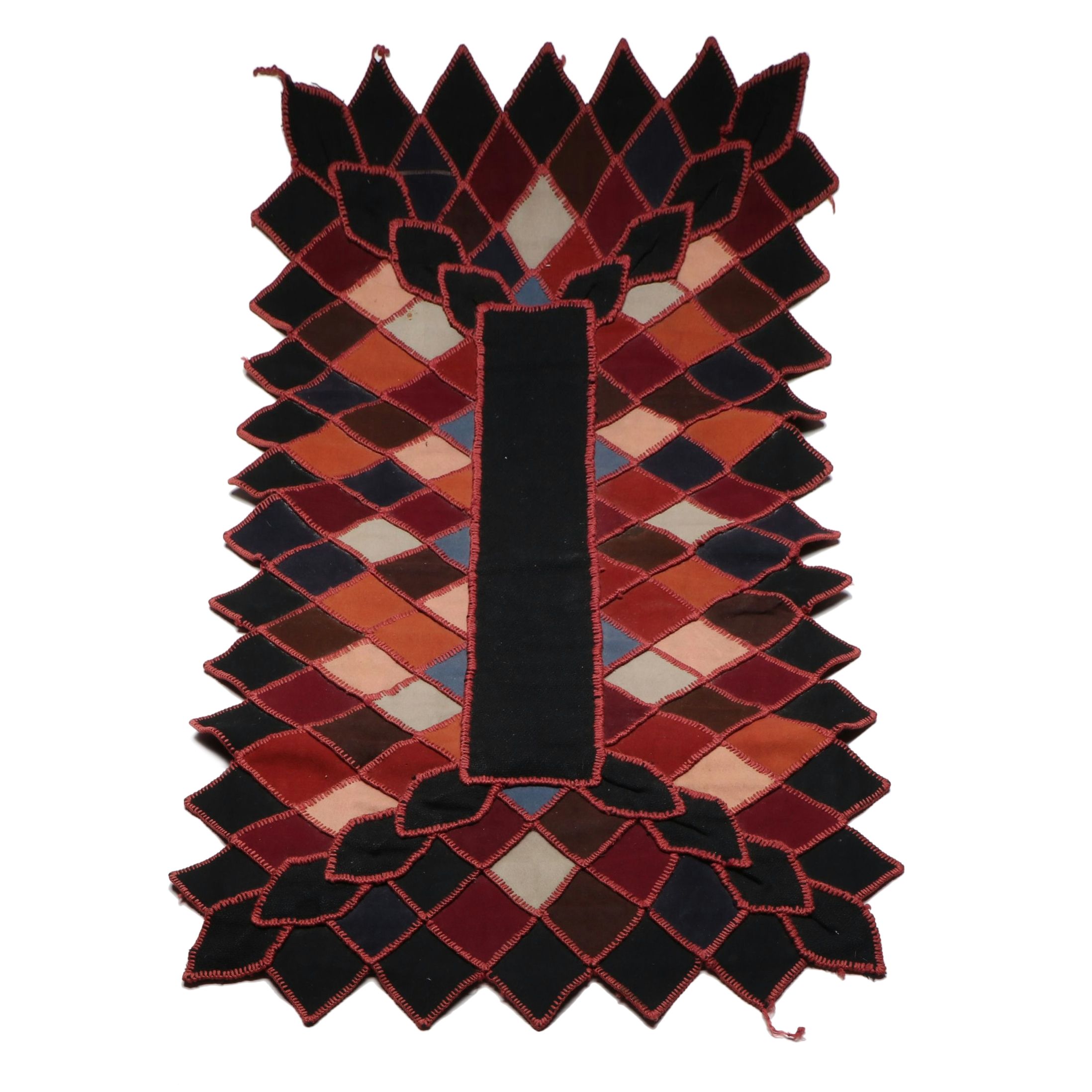 Handmade Patchwork Felt Table Runner with Blanket Stitch Edging