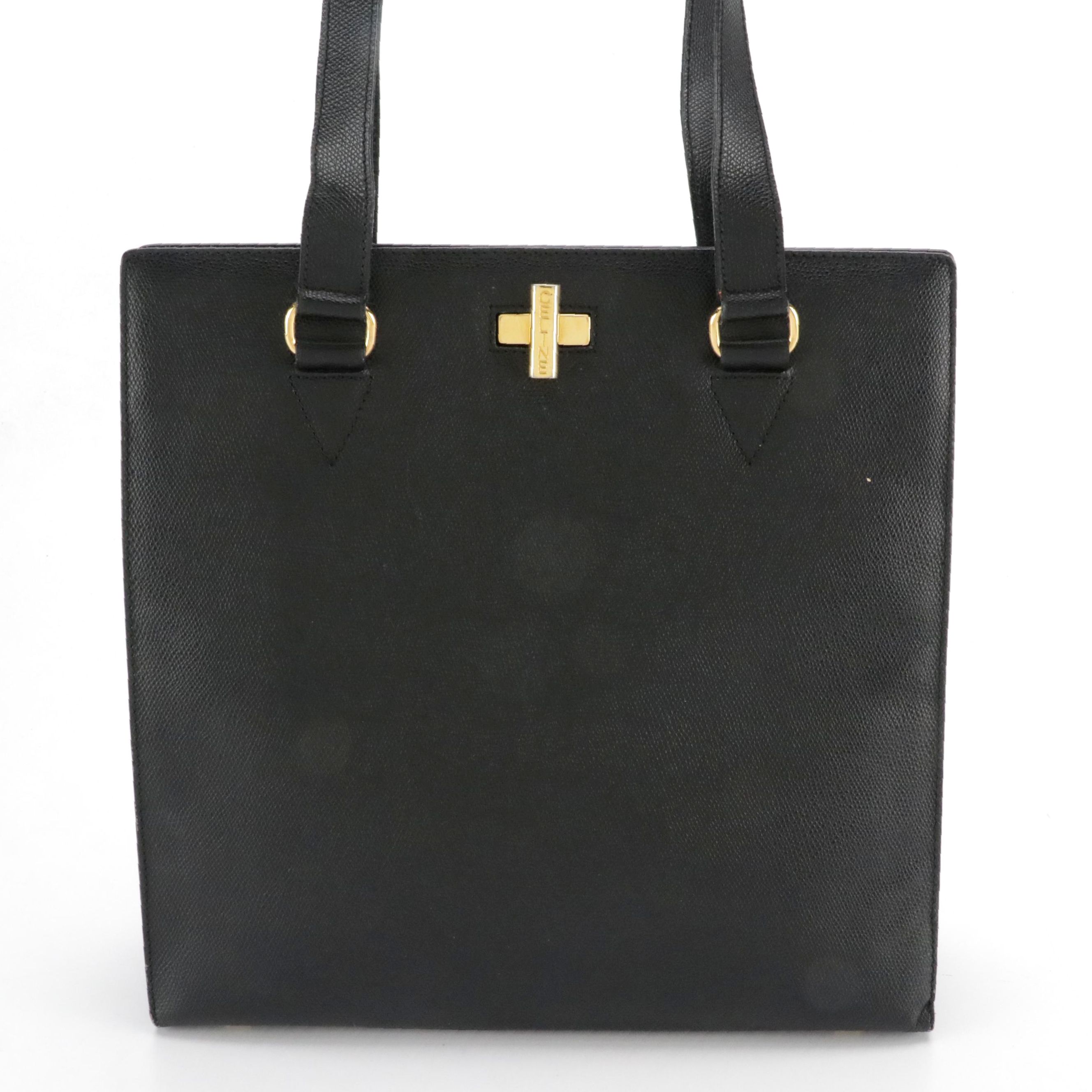 Celine Black Grain Textured Leather Shoulder Tote