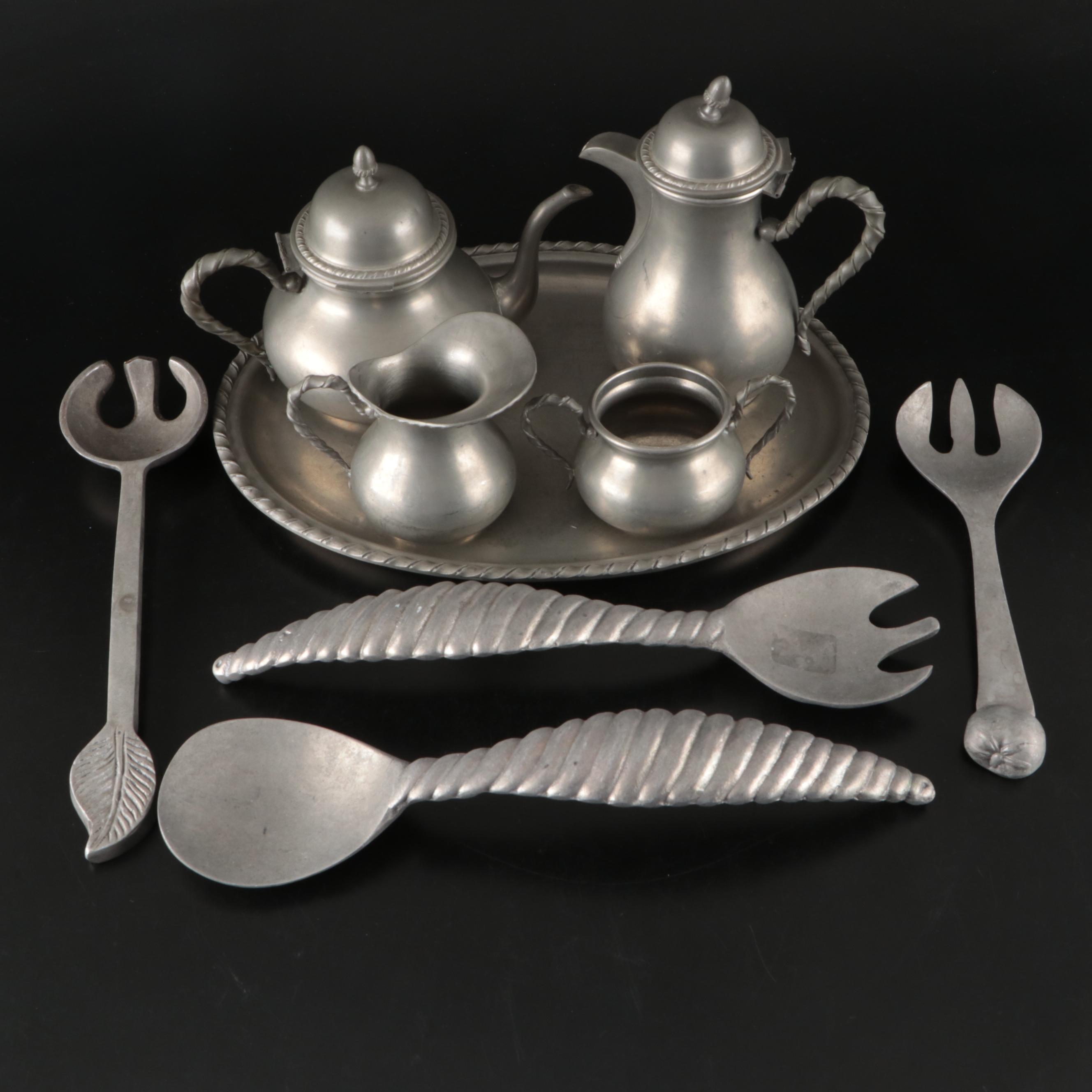 Mariposa Brillante Metal Utensils with Peltro Pewter Tea Set