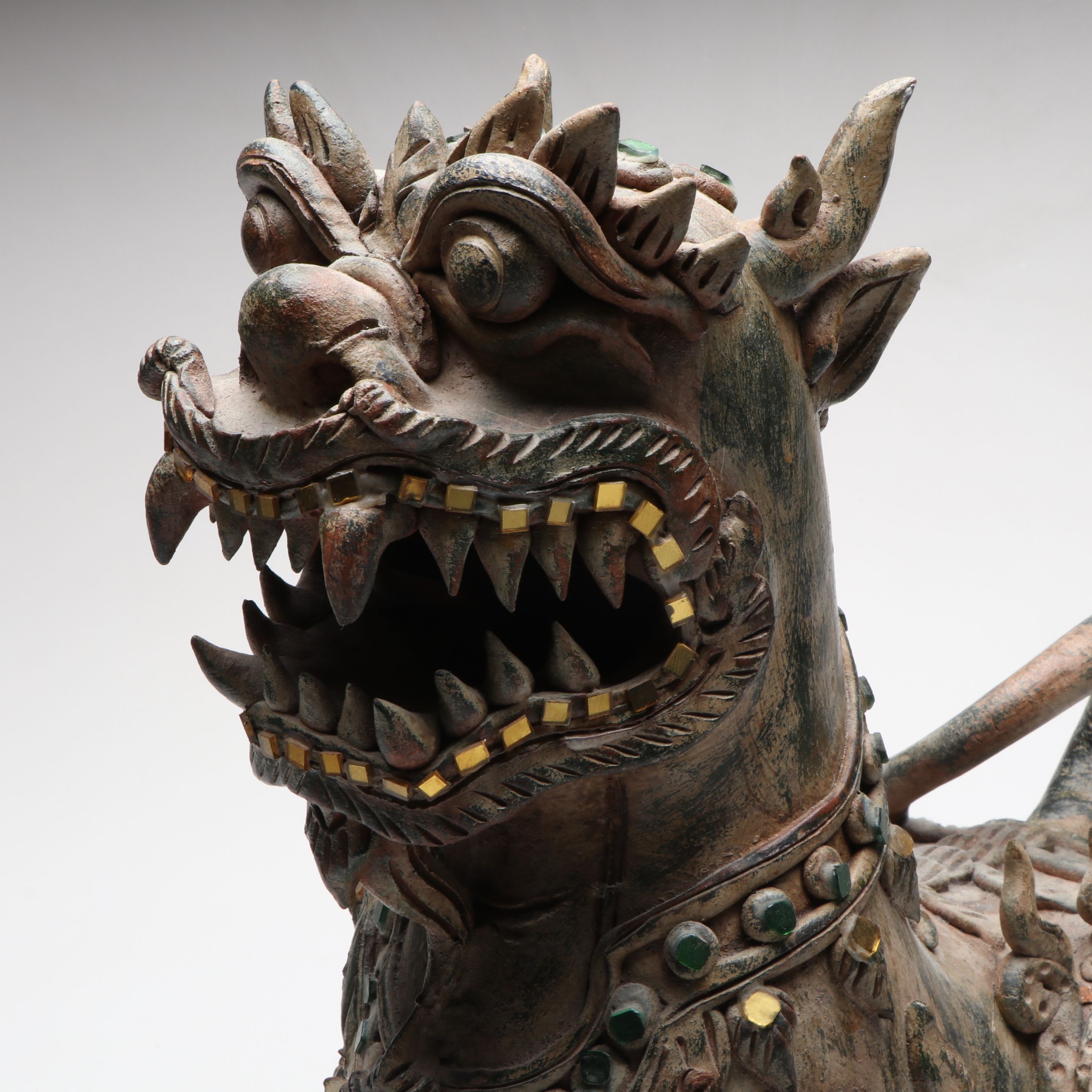 Chinese Guardian Lion Ceramic Statue