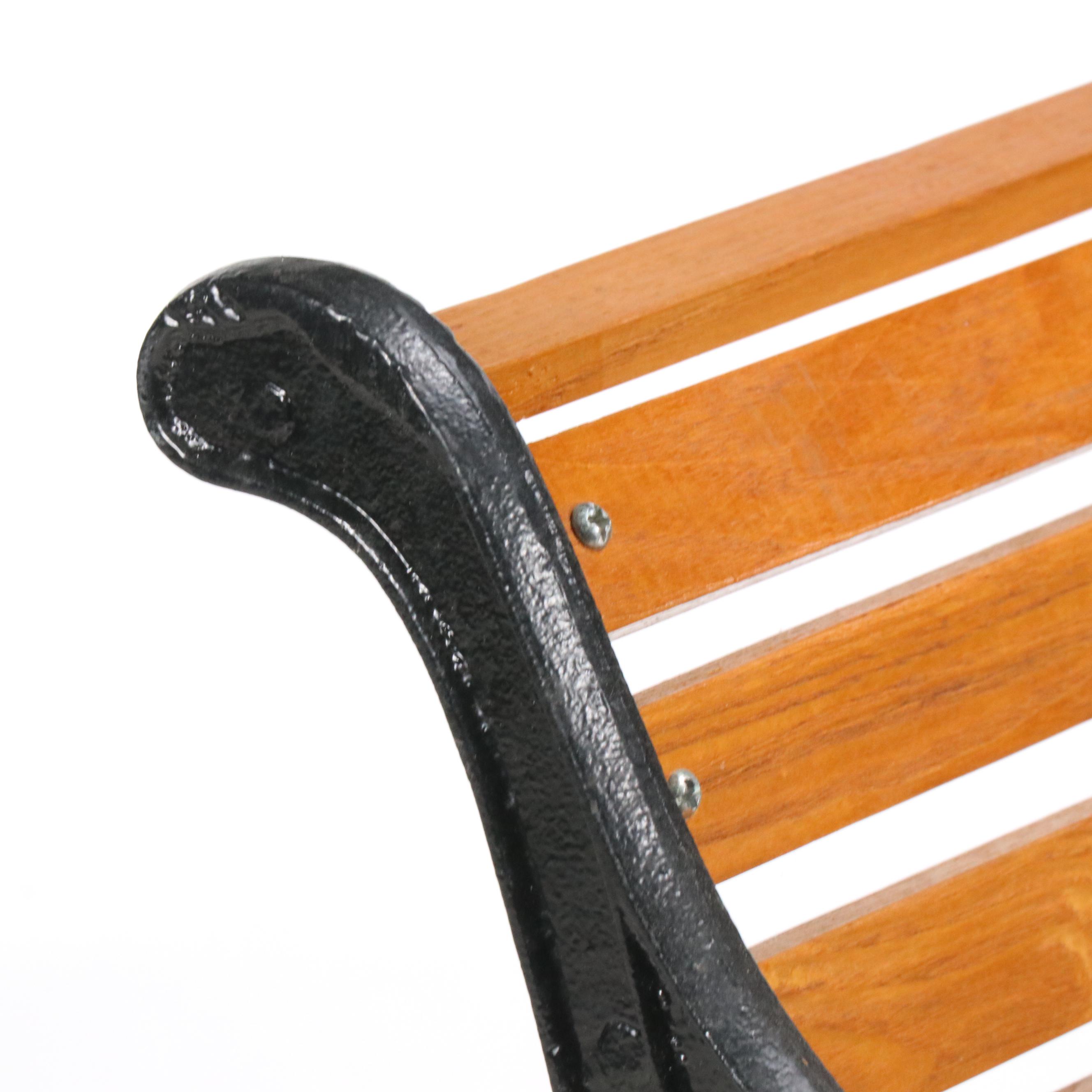 Doll Size Cast Metal and Wood Bench