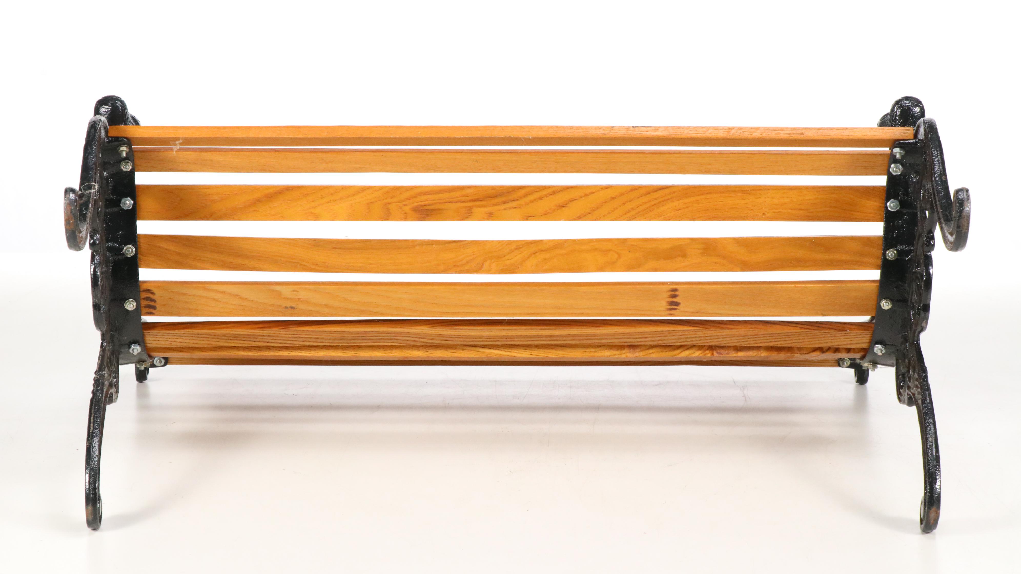 Doll Size Cast Metal and Wood Bench