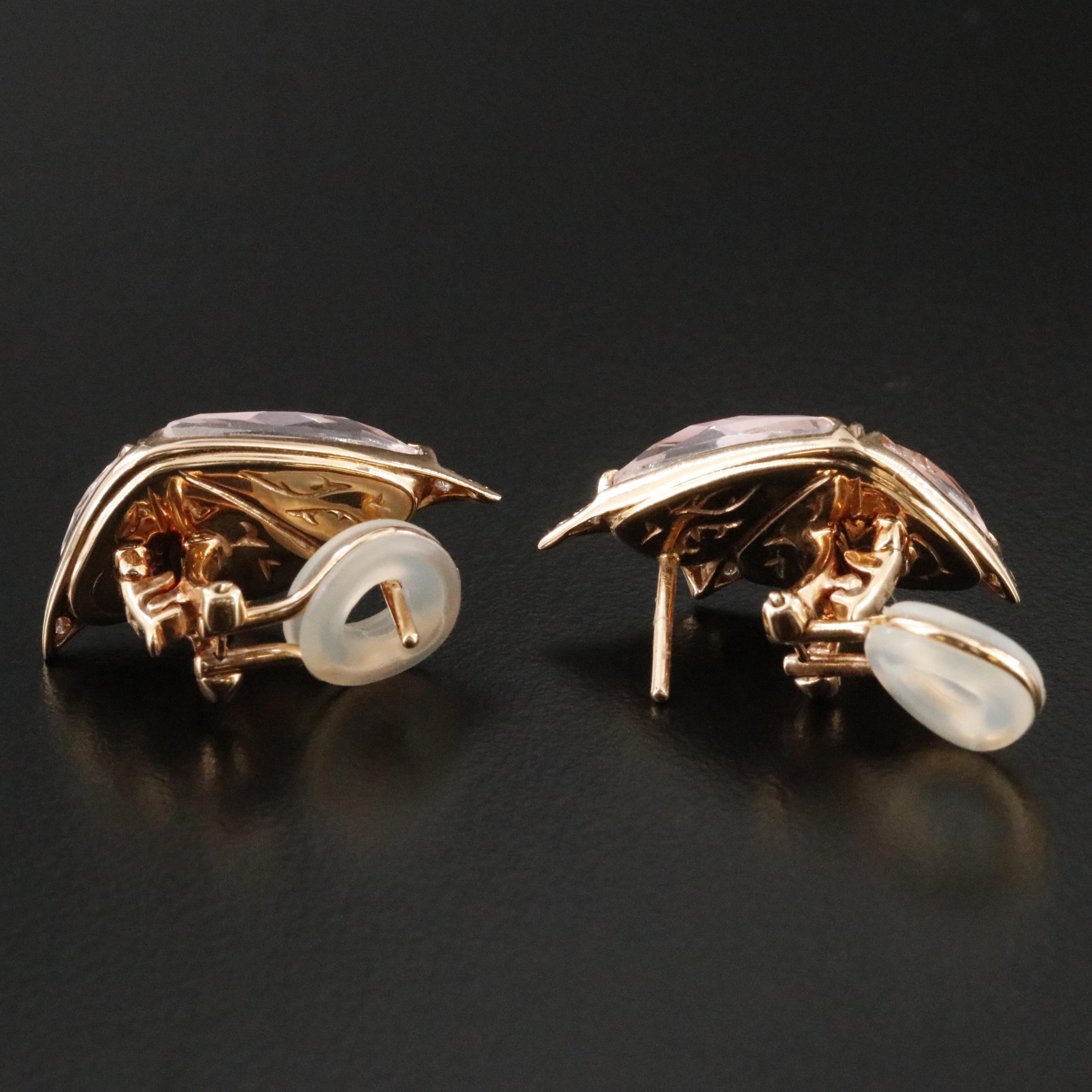 Stephen Webster 18K Rose Gold Pink Opal and Diamond "Fly by Night" Earrings