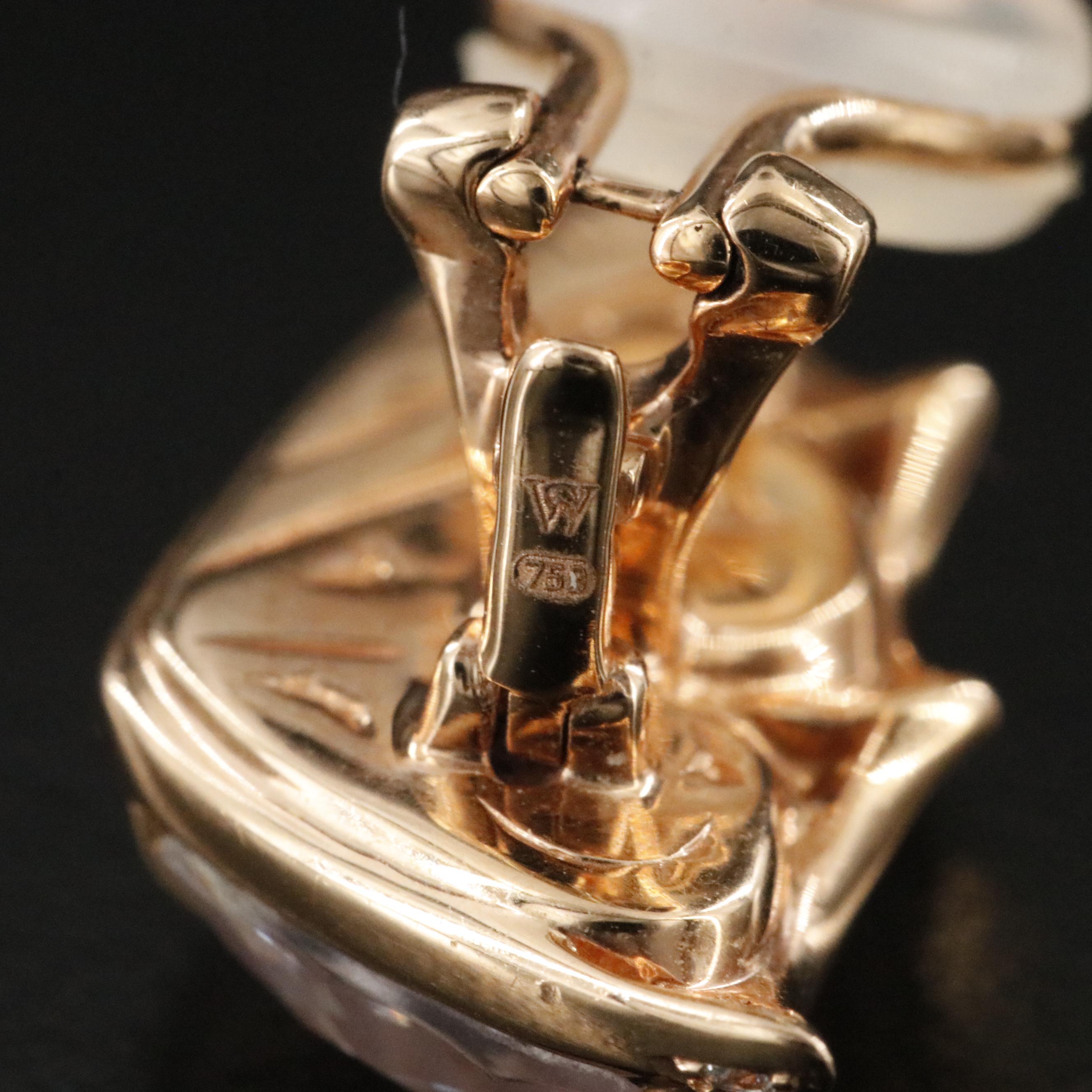 Stephen Webster 18K Rose Gold Pink Opal and Diamond "Fly by Night" Earrings