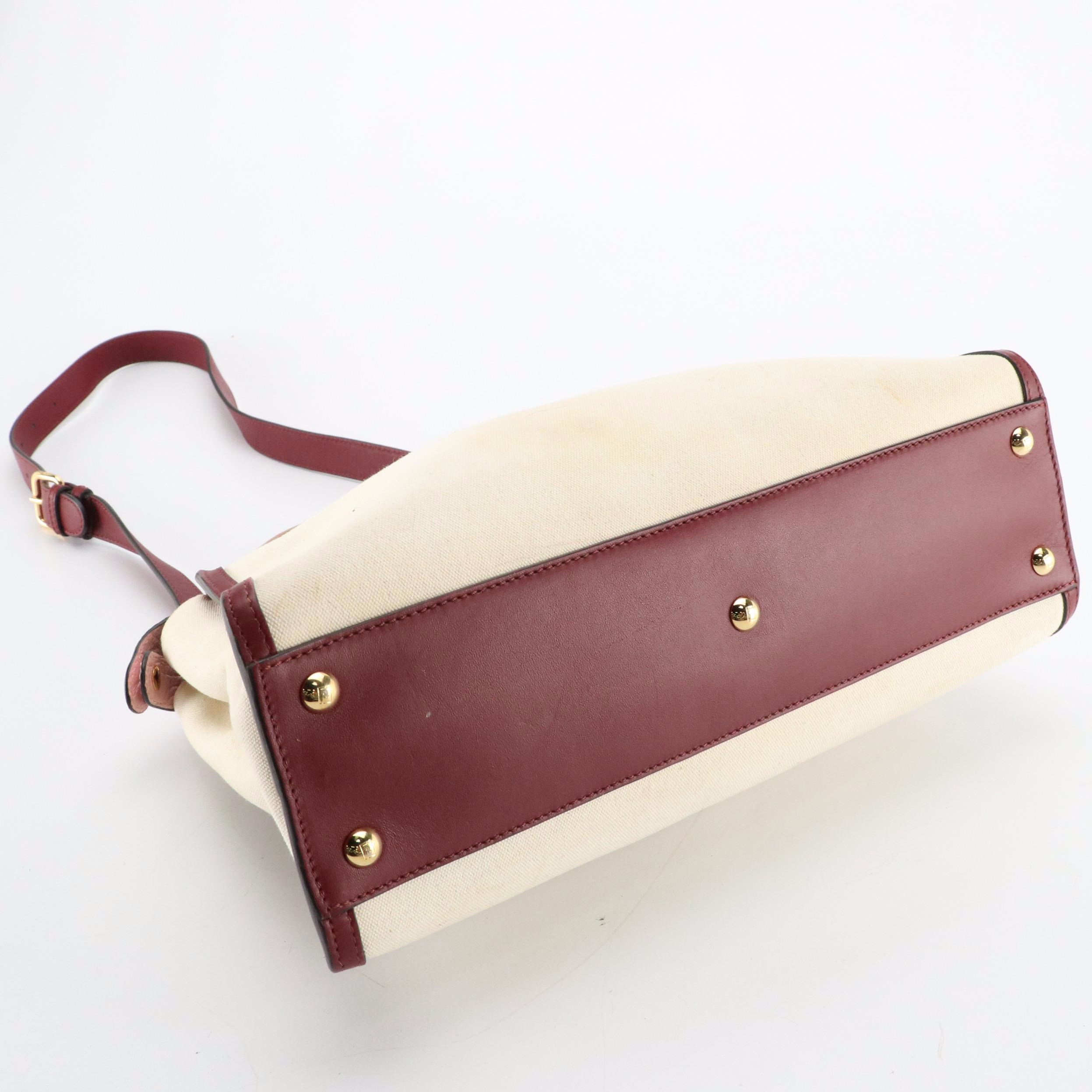 Fendi Peekaboo Defender Two-Way Bag in Canvas, Croc Embossed & Smooth Leather