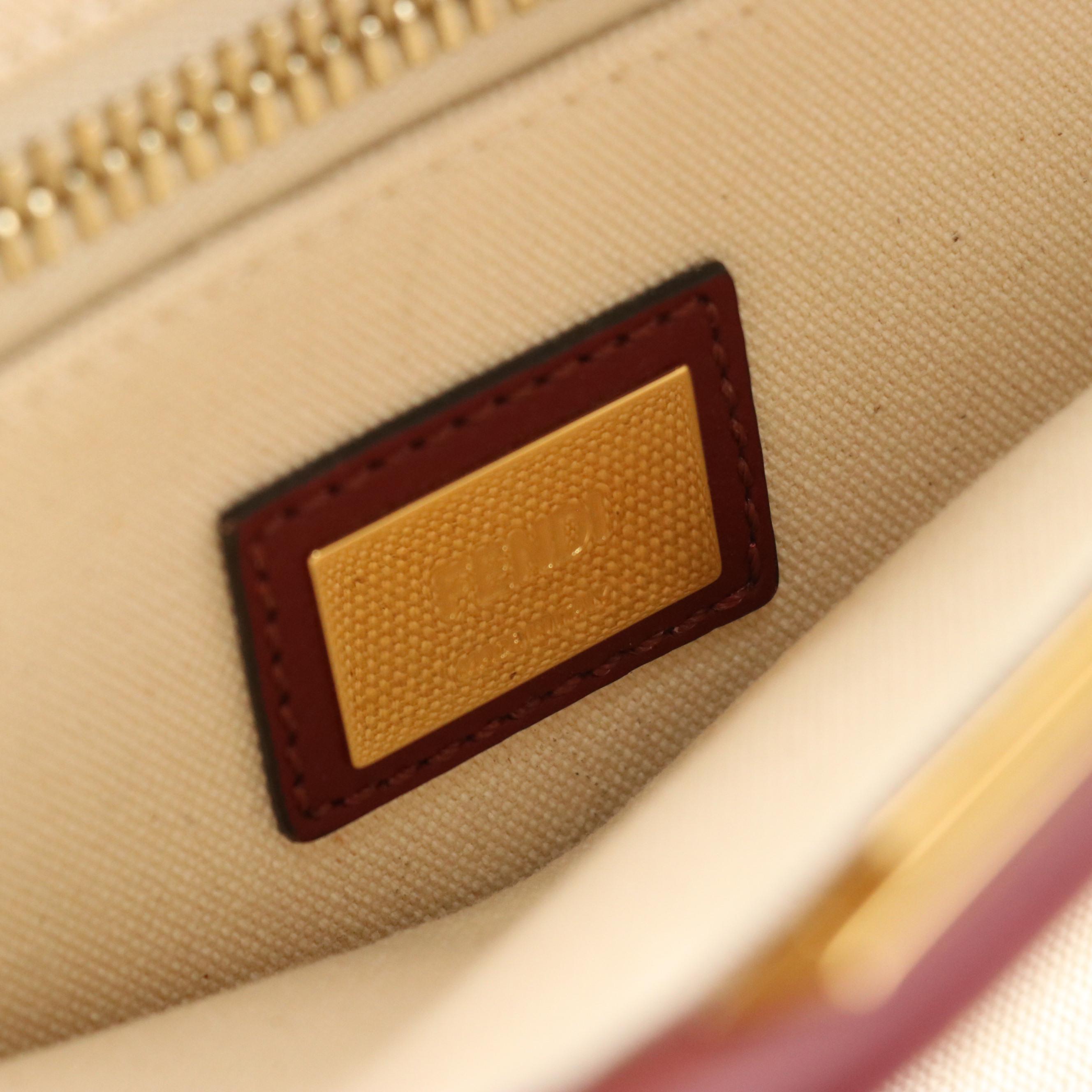 Fendi Peekaboo Defender Two-Way Bag in Canvas, Croc Embossed & Smooth Leather