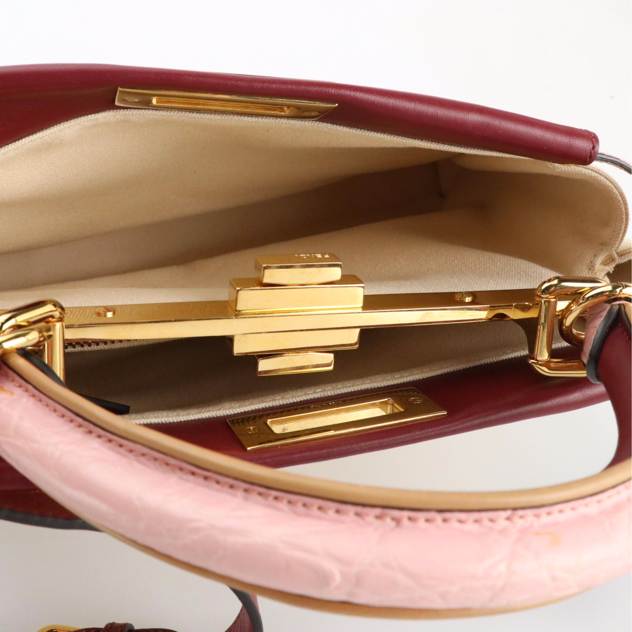 Fendi Peekaboo Defender Two-Way Bag in Canvas, Croc Embossed & Smooth Leather