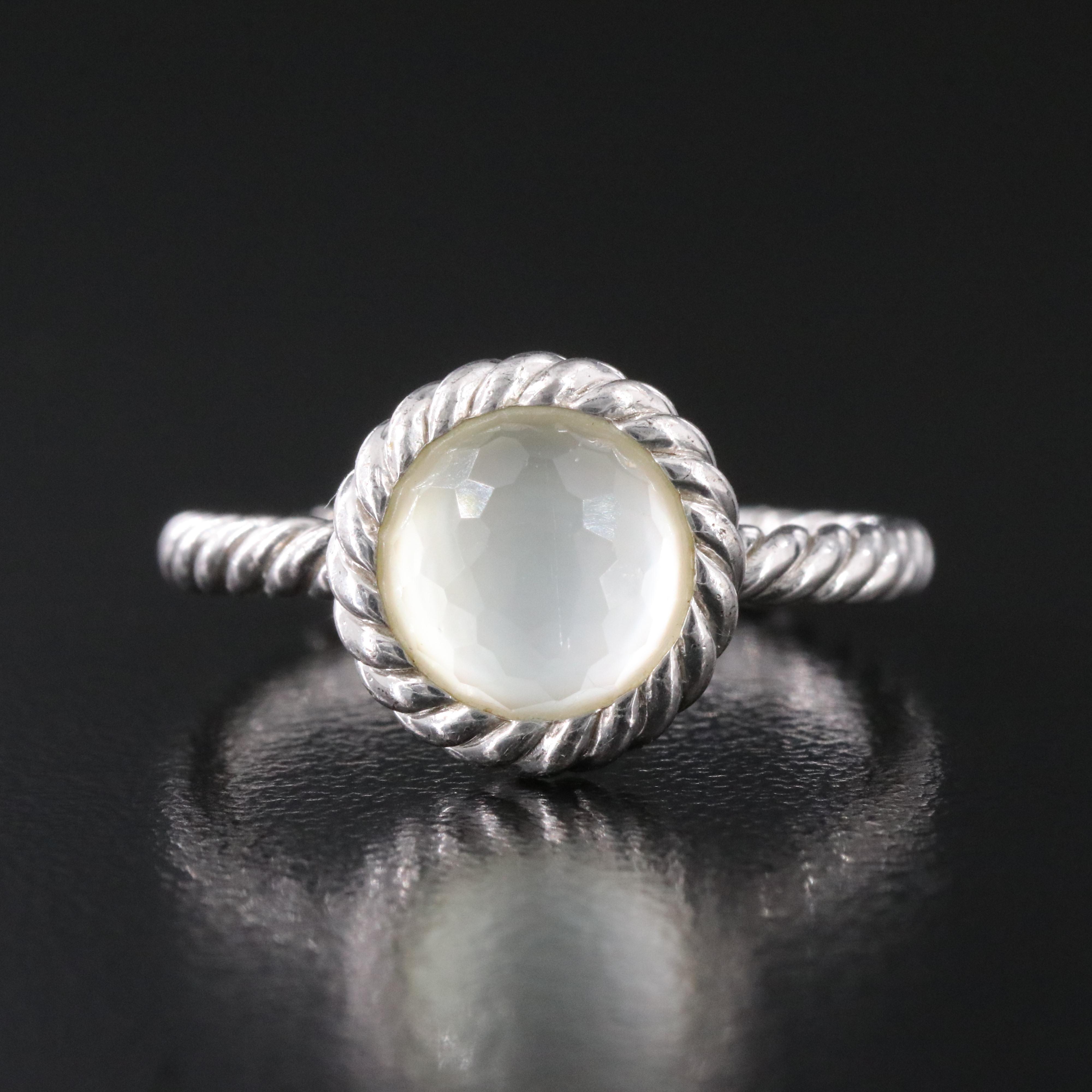 Ti Sento Sterling and Quartz Rope Textured Ring