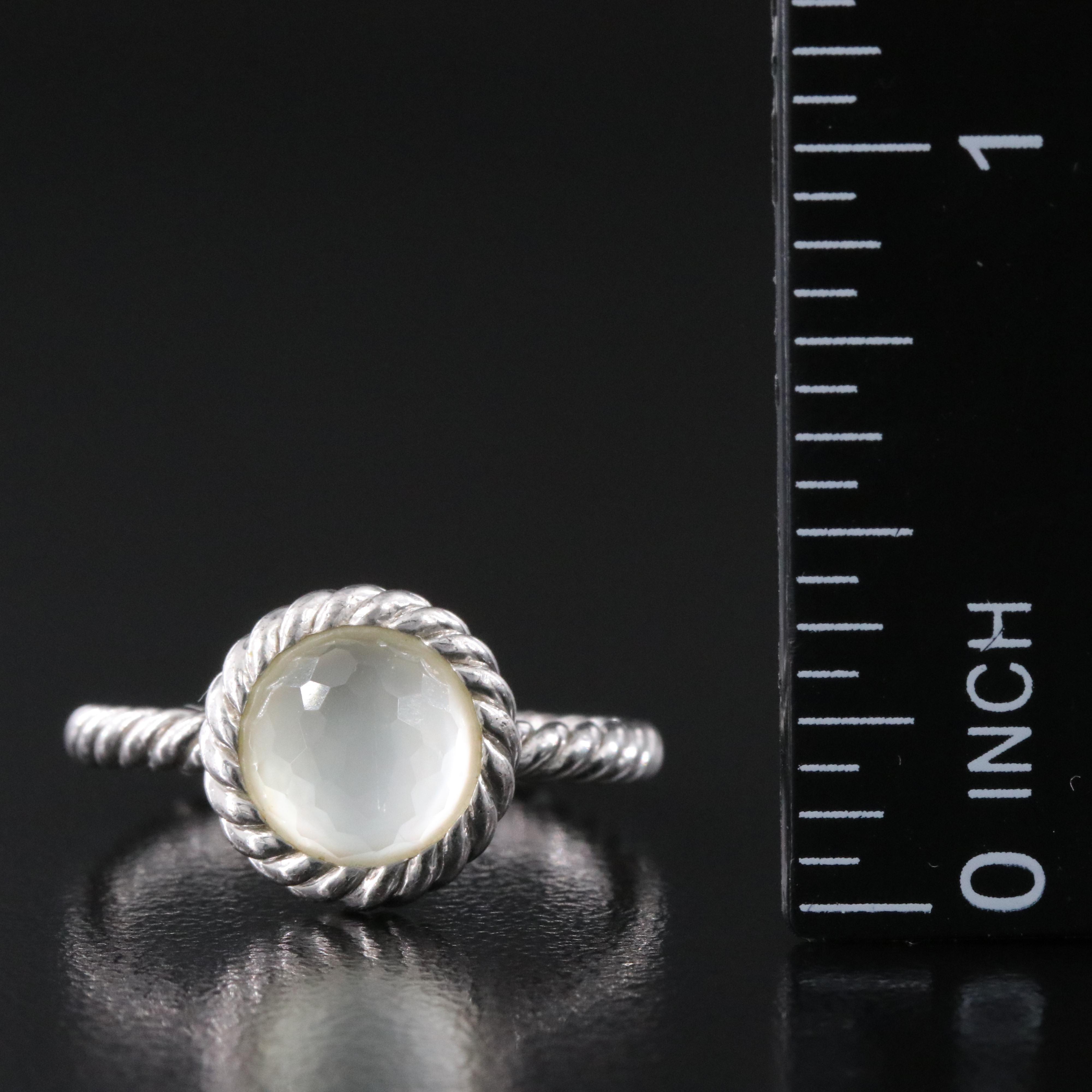 Ti Sento Sterling and Quartz Rope Textured Ring