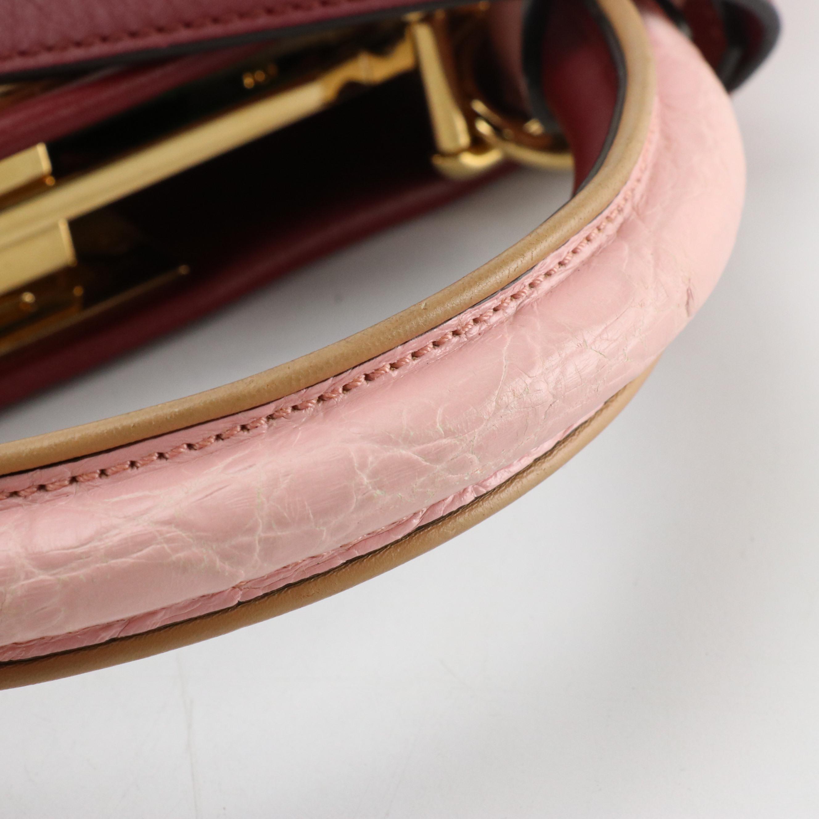 Fendi Peekaboo Defender Two-Way Bag in Canvas, Croc Embossed & Smooth Leather