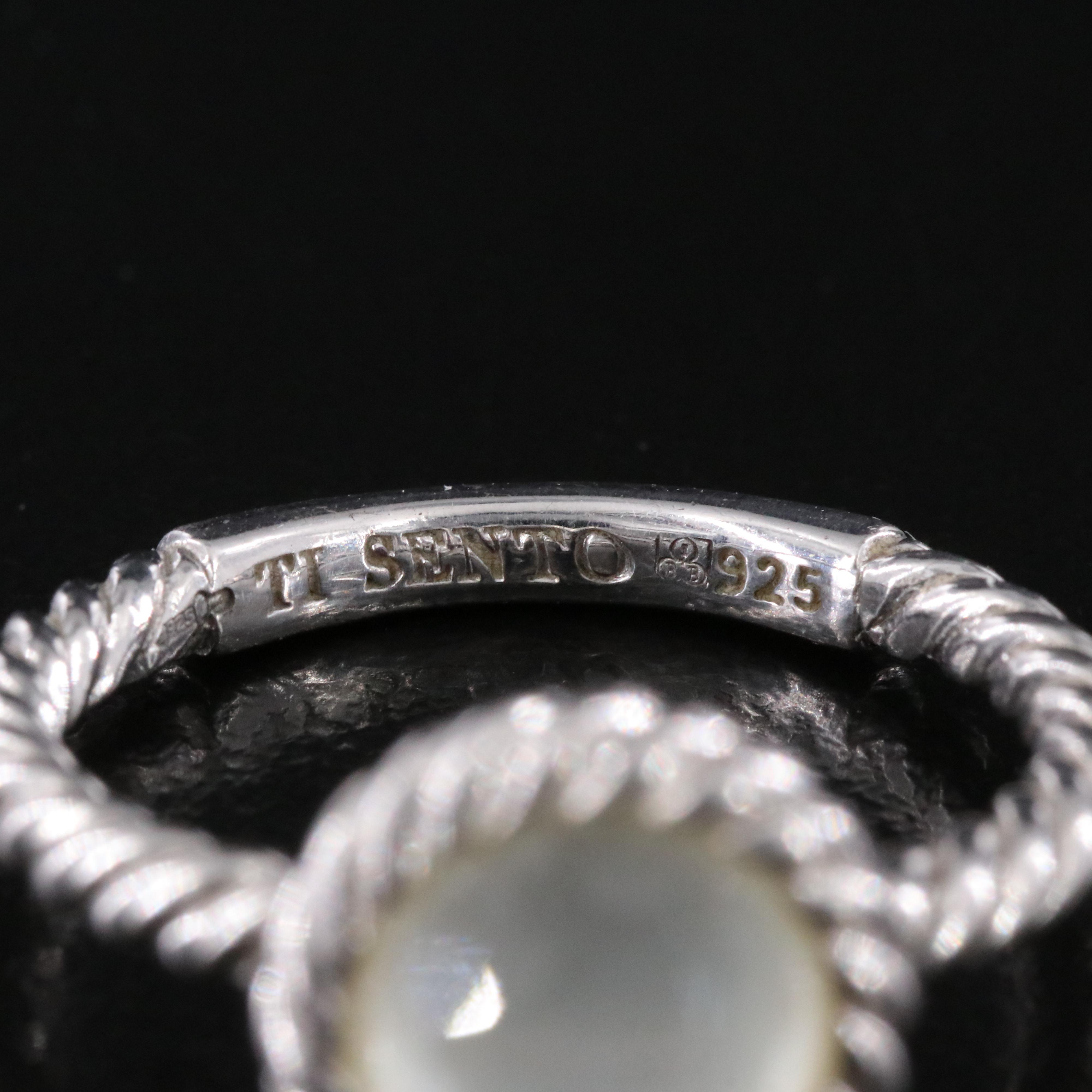 Ti Sento Sterling and Quartz Rope Textured Ring