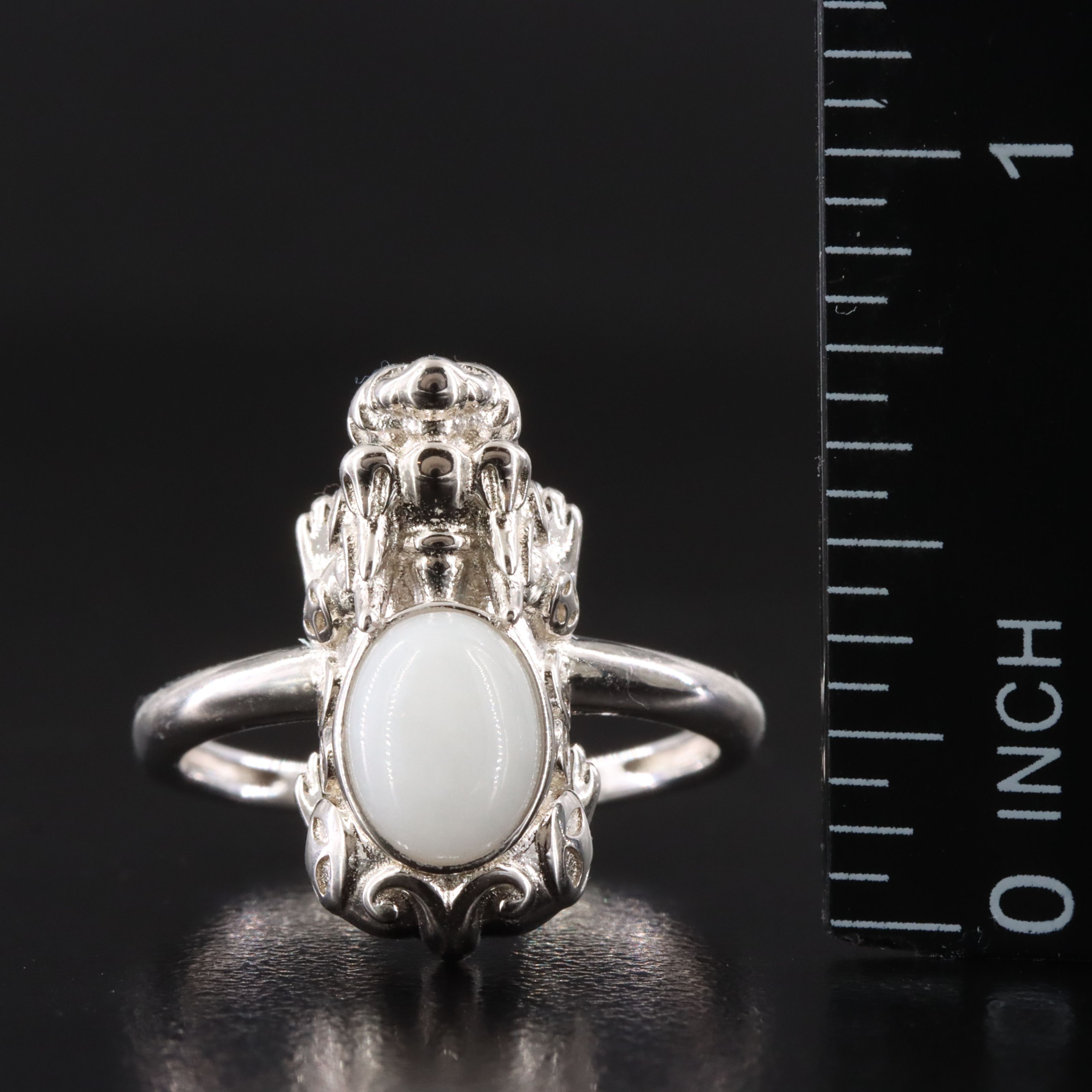 Sterling Jadeite Pixiu Ring