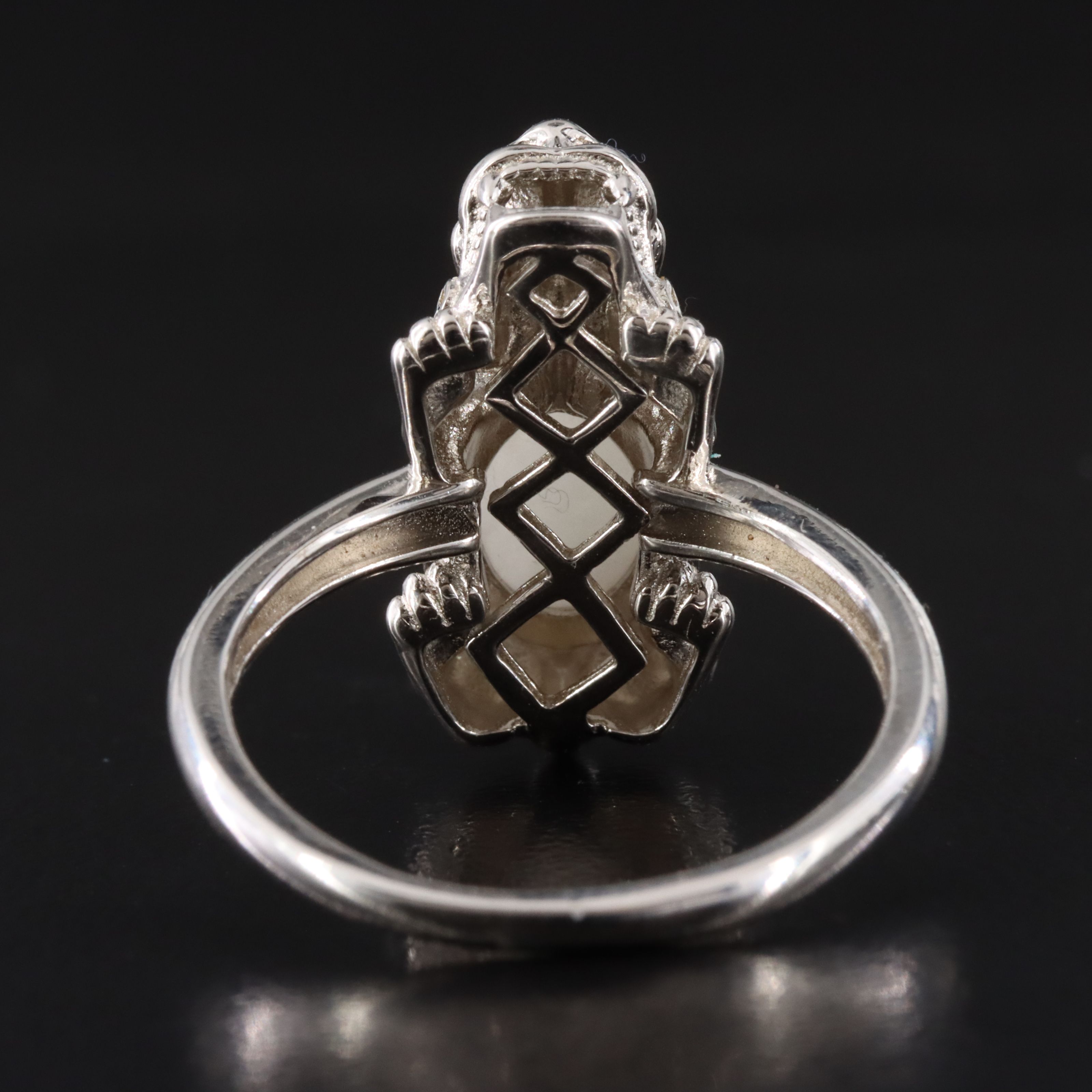 Sterling Jadeite Pixiu Ring