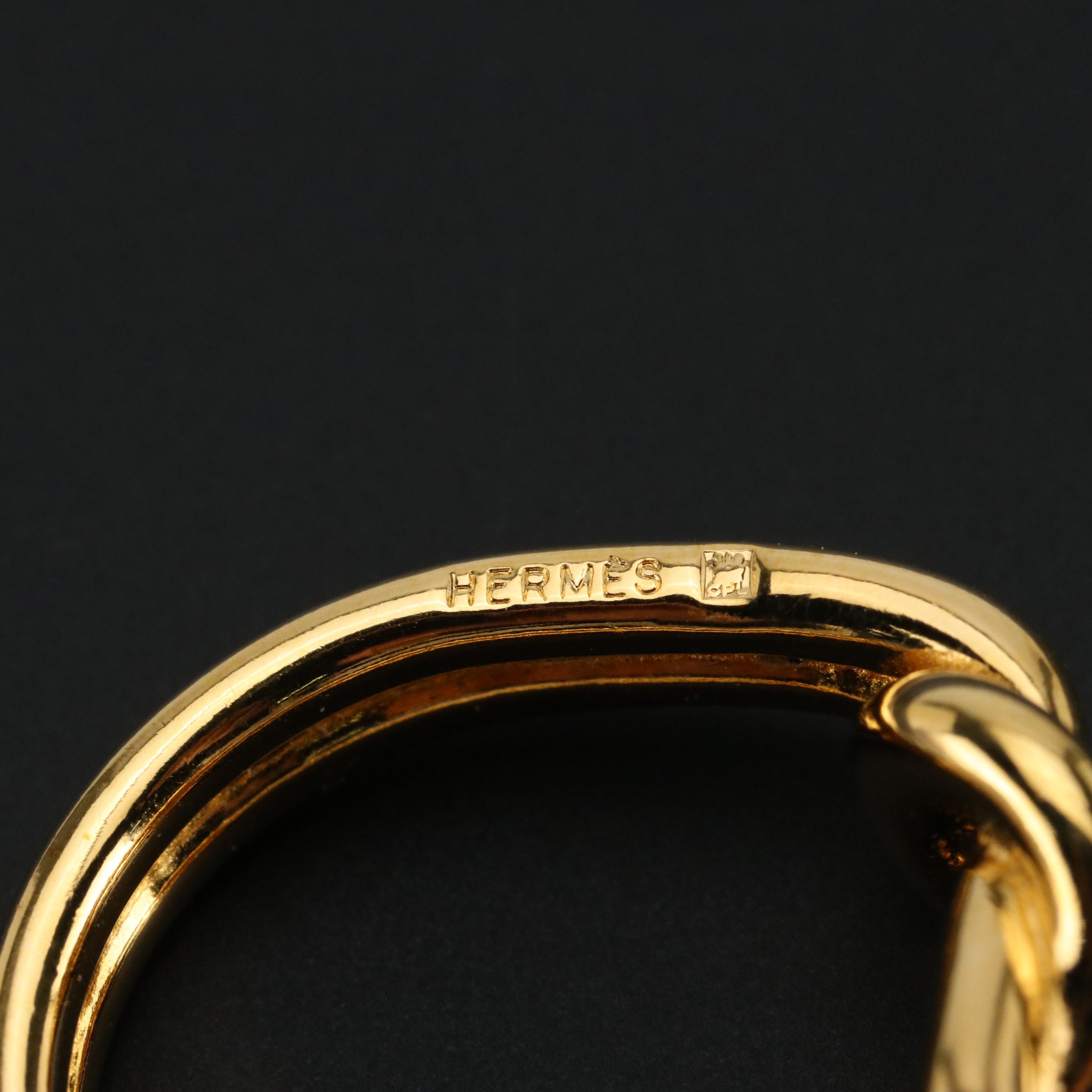 Hermès Atame Gold Plate Scarf Ring with Gift Box