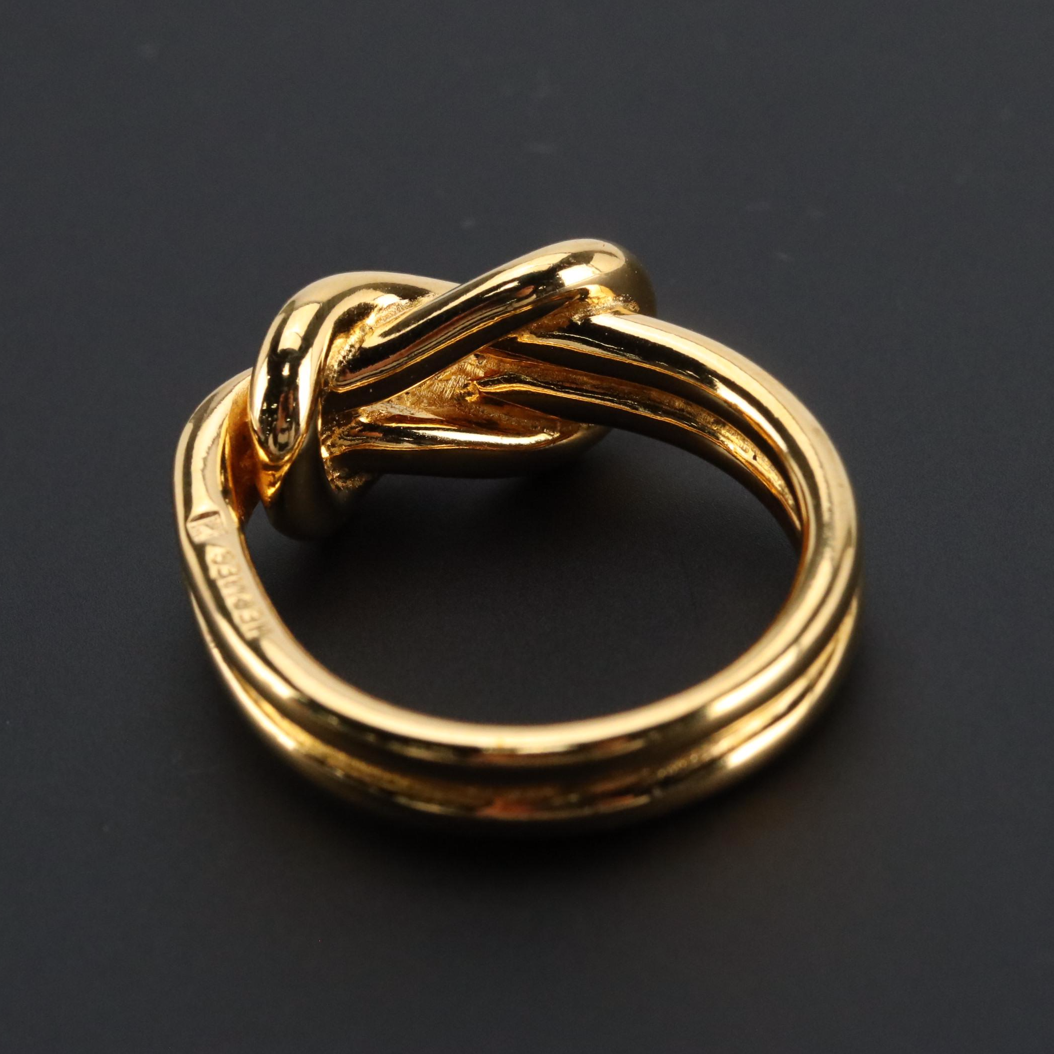 Hermès Atame Gold Plate Scarf Ring with Gift Box