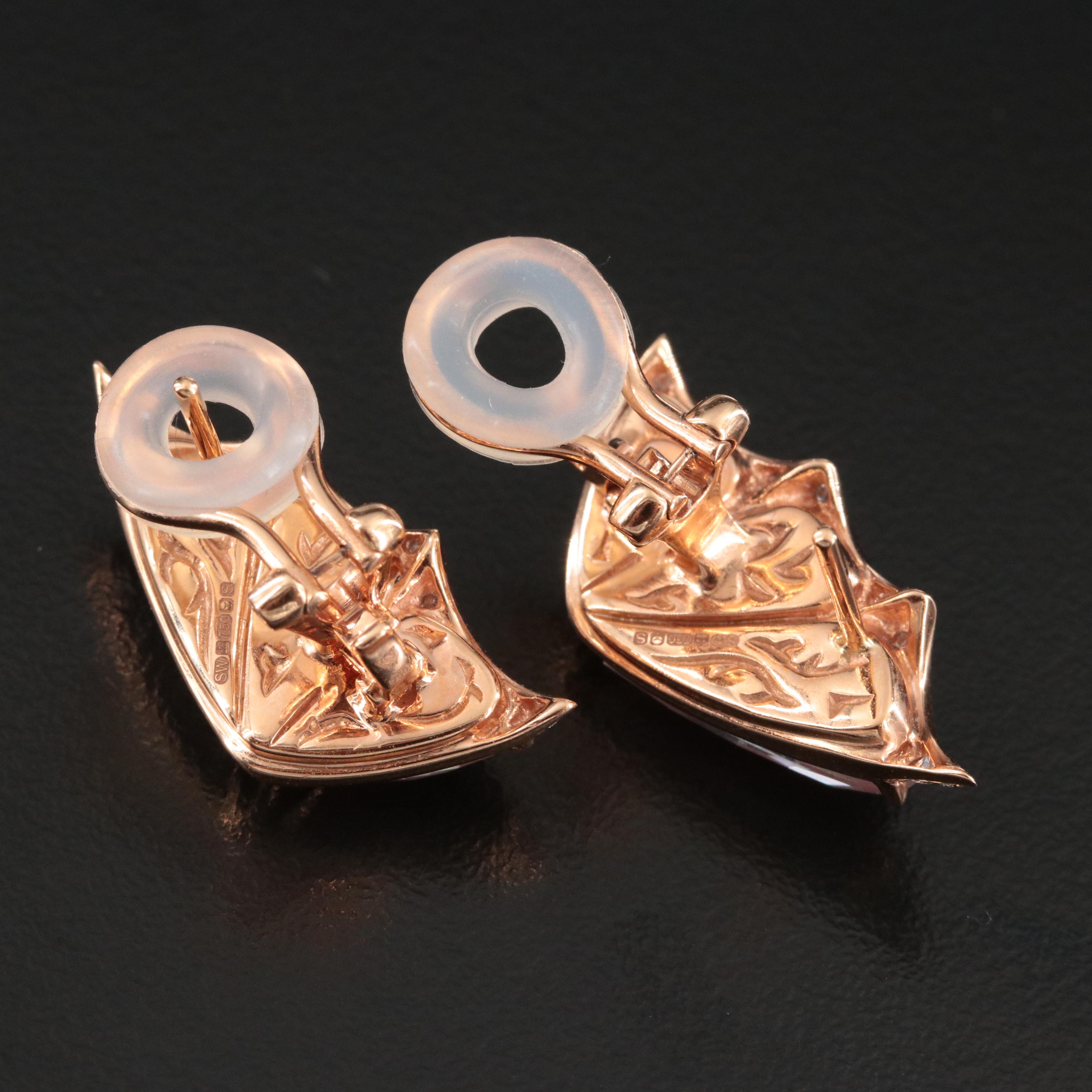 Stephen Webster 18K Rose Gold Pink Opal and Diamond "Fly by Night" Earrings